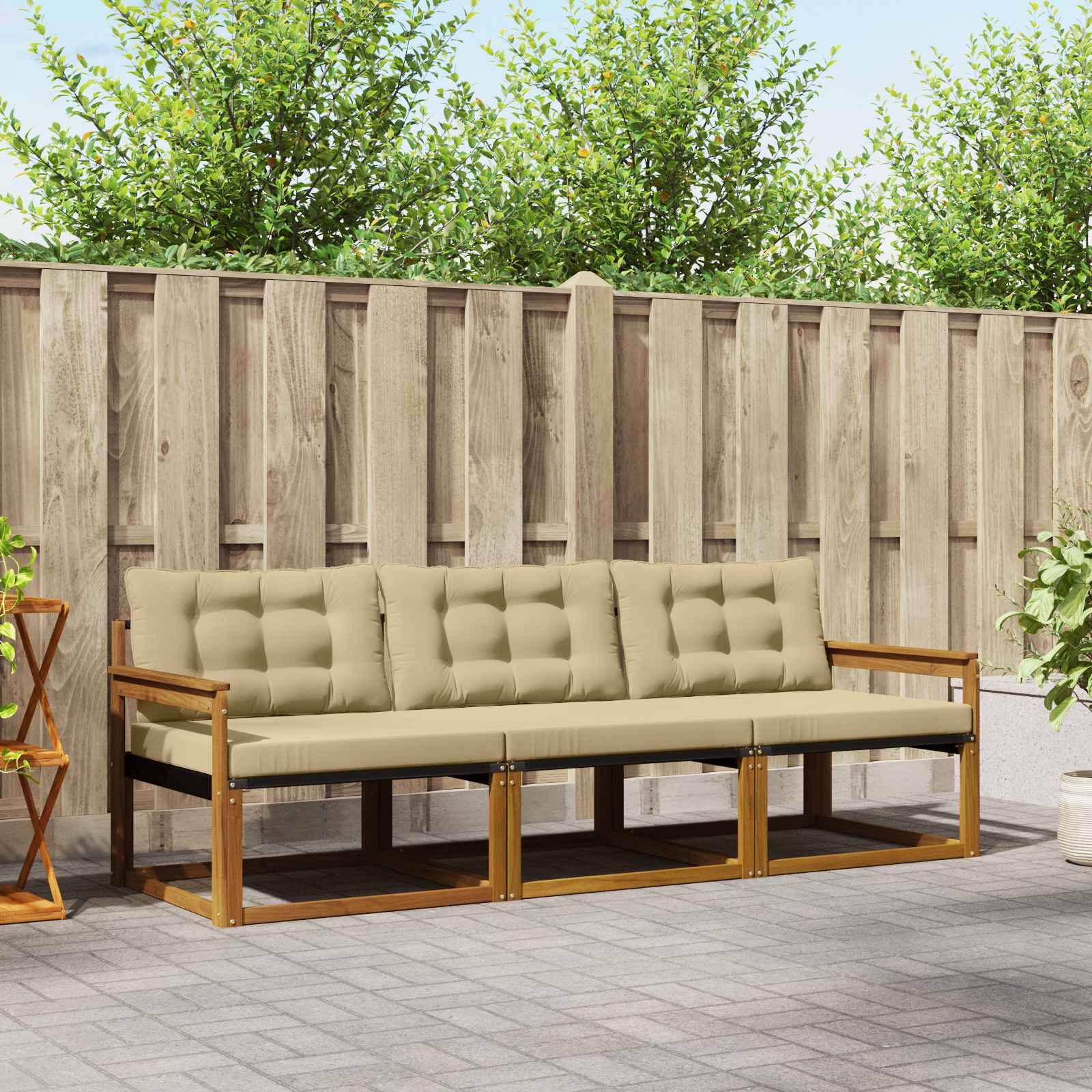 Set vanjskih sofa s jastukom 3 pcs Prirodna i bež