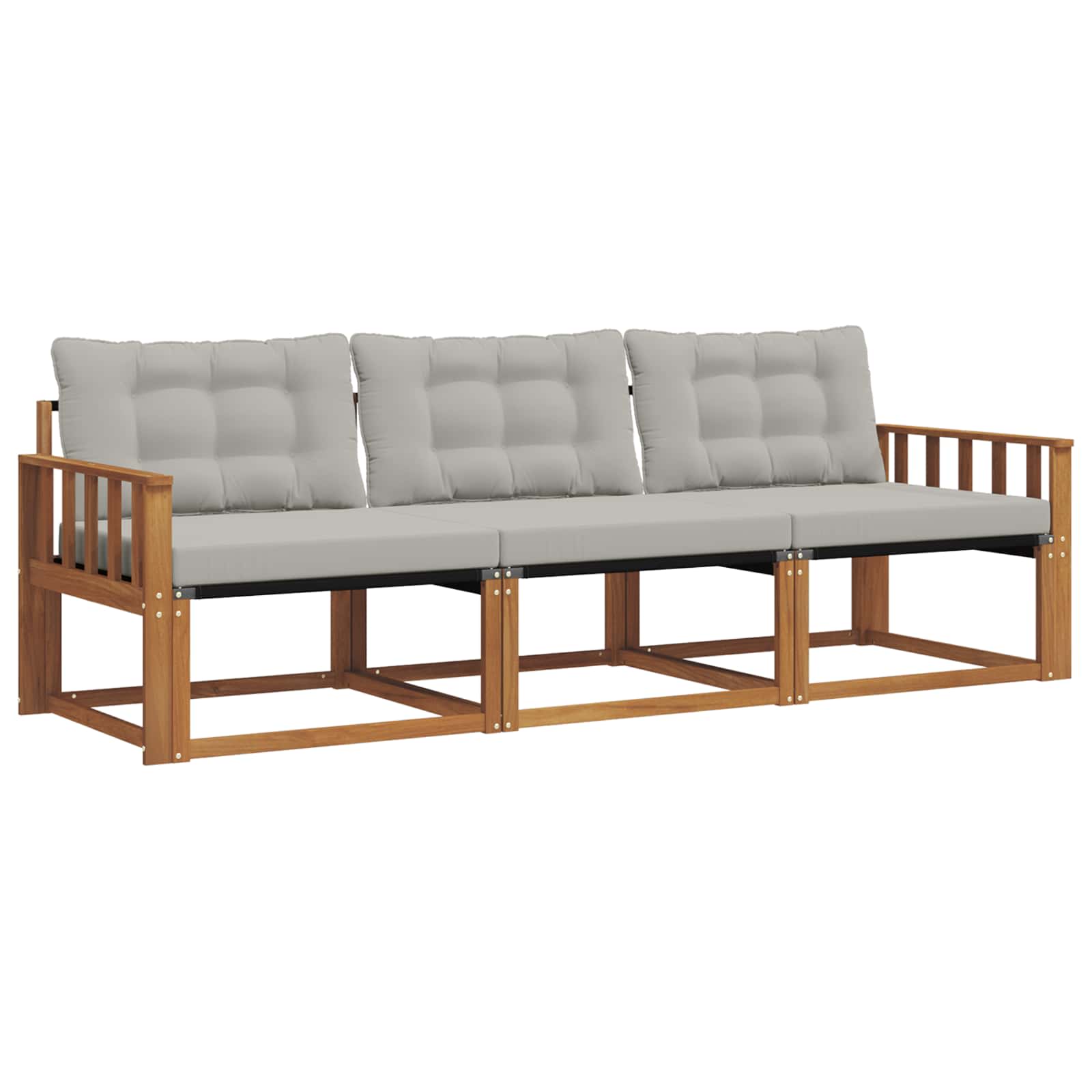 Set vanjskih sofa s jastukom 3 pcs Prirodna i svijetlo siva