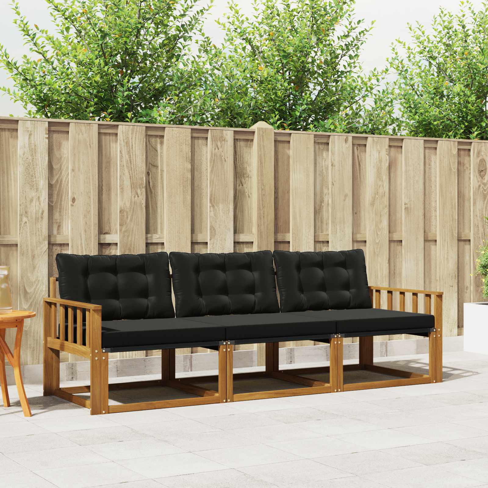 Set vanjskih sofa s jastukom 3 pcs Prirodna i crna
