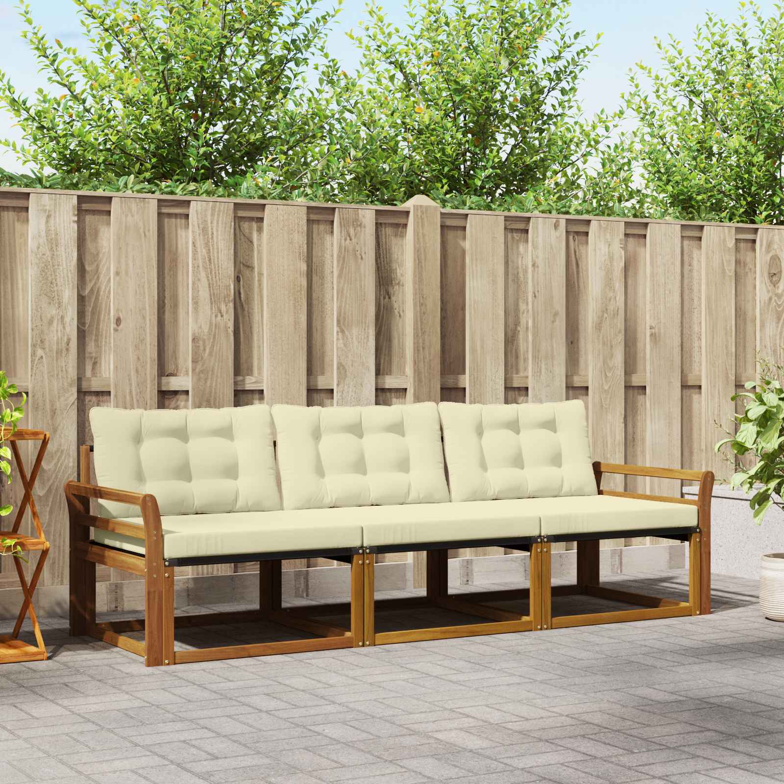 Set vanjskih sofa s jastukom 3 pcs Prirodna i krem