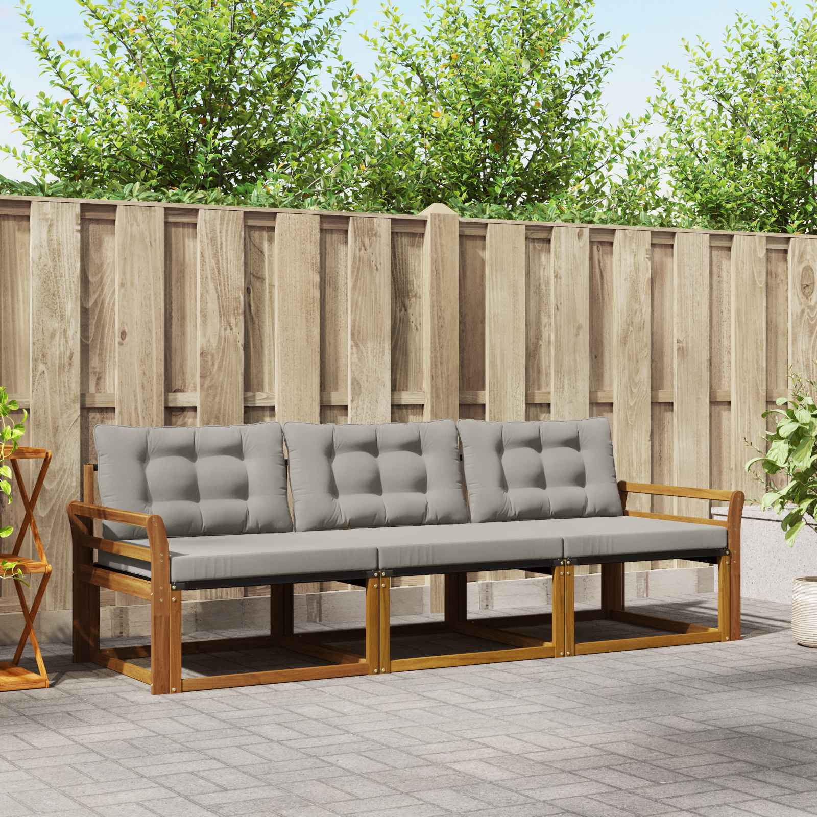 Set vanjskih sofa s jastukom 3 pcs Prirodna i svijetlo siva