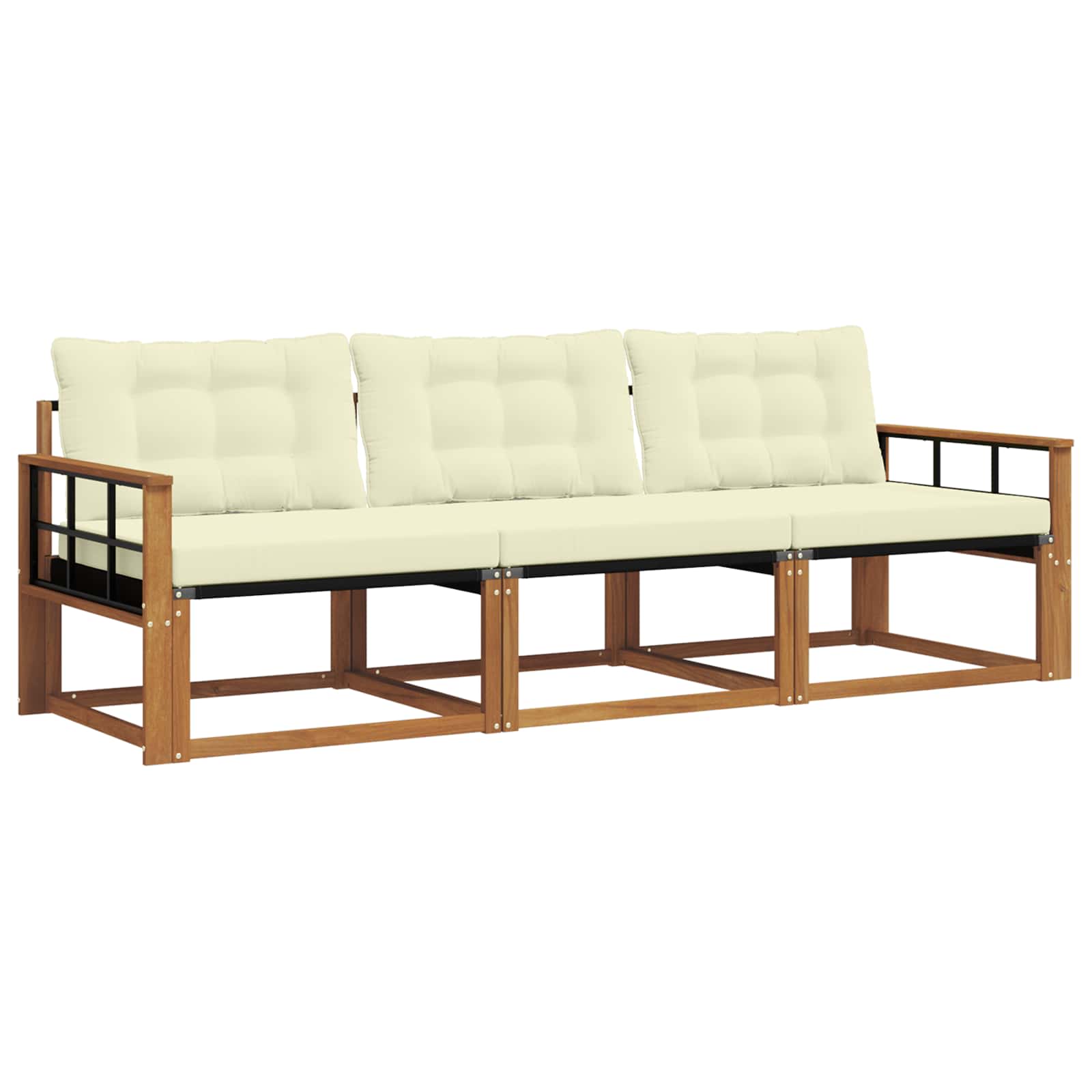 Set vanjskih sofa s jastukom 3 pcs Prirodna i krem
