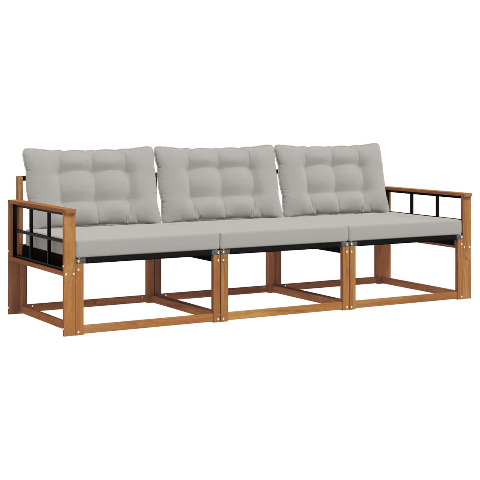 Set vanjskih sofa s jastukom 3 pcs Prirodna i svijetlo siva