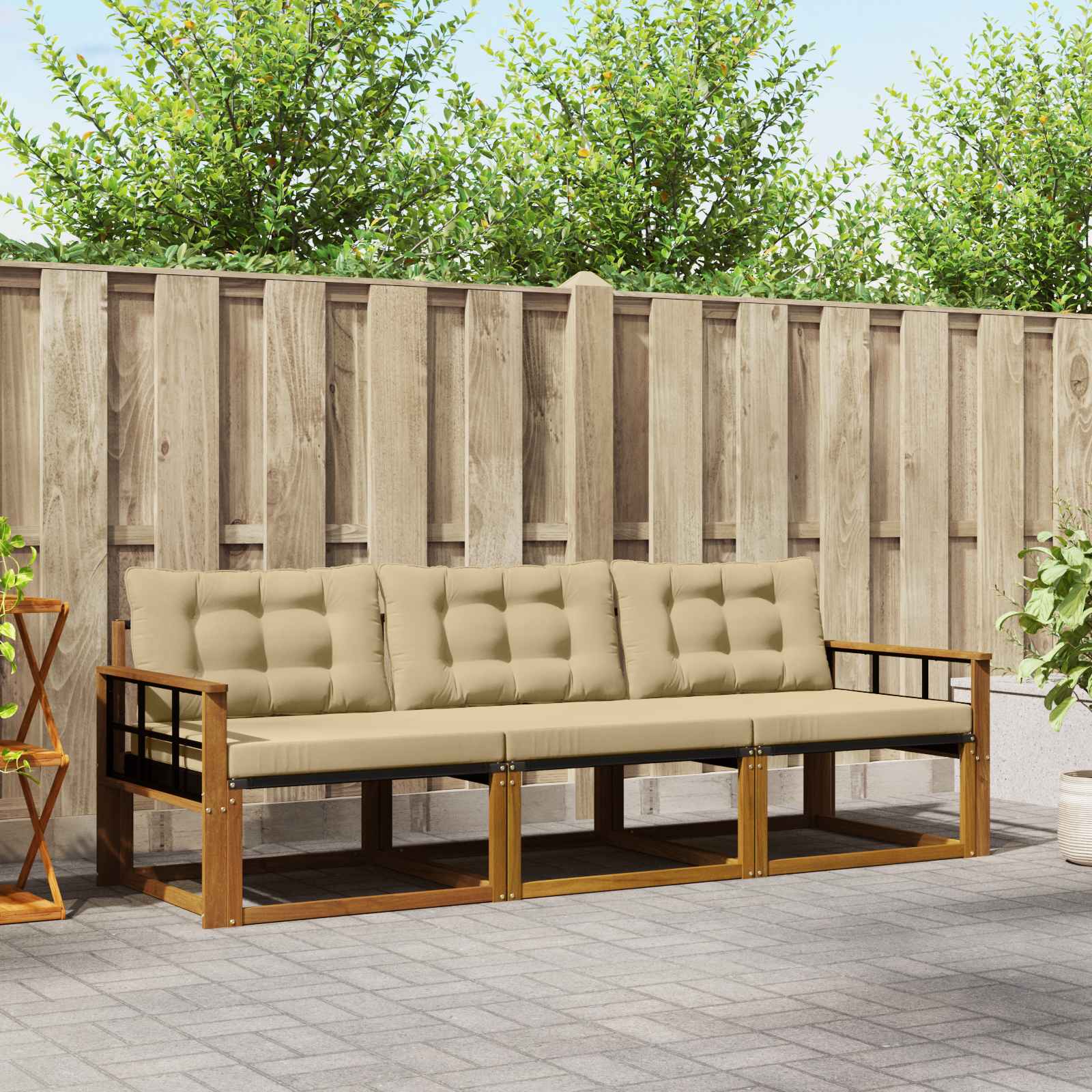 Set vanjskih sofa s jastukom 3 pcs Prirodna i bež
