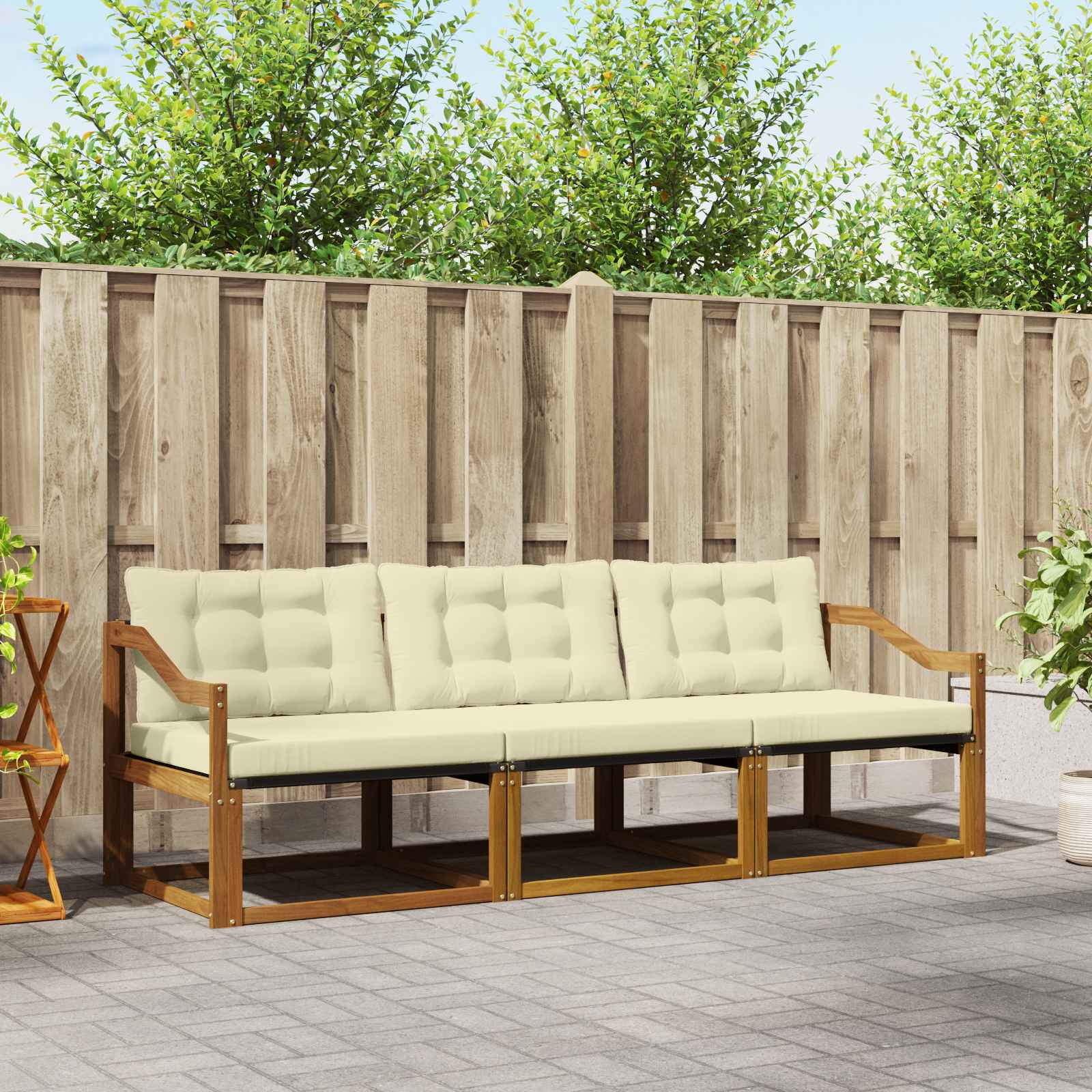Set vanjskih sofa s jastukom 3 pcs Prirodna i krem