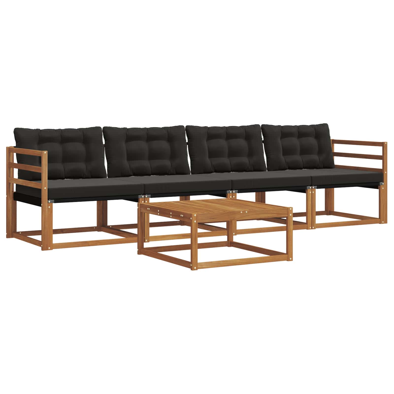Set vanjskih sofa s jastukom 5 pcs Prirodna i crna