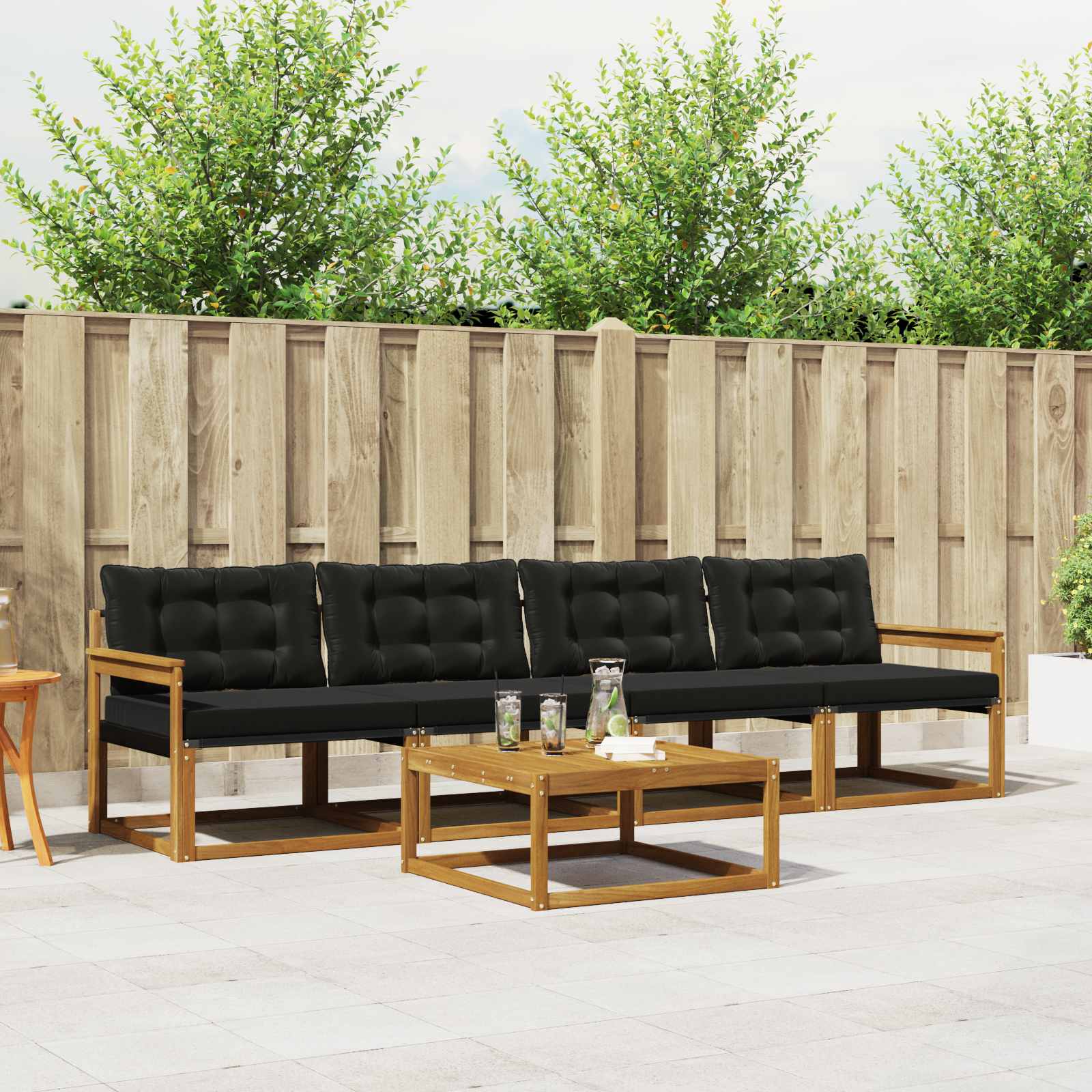 Set vanjskih sofa s jastukom 5 pcs Prirodna i crna