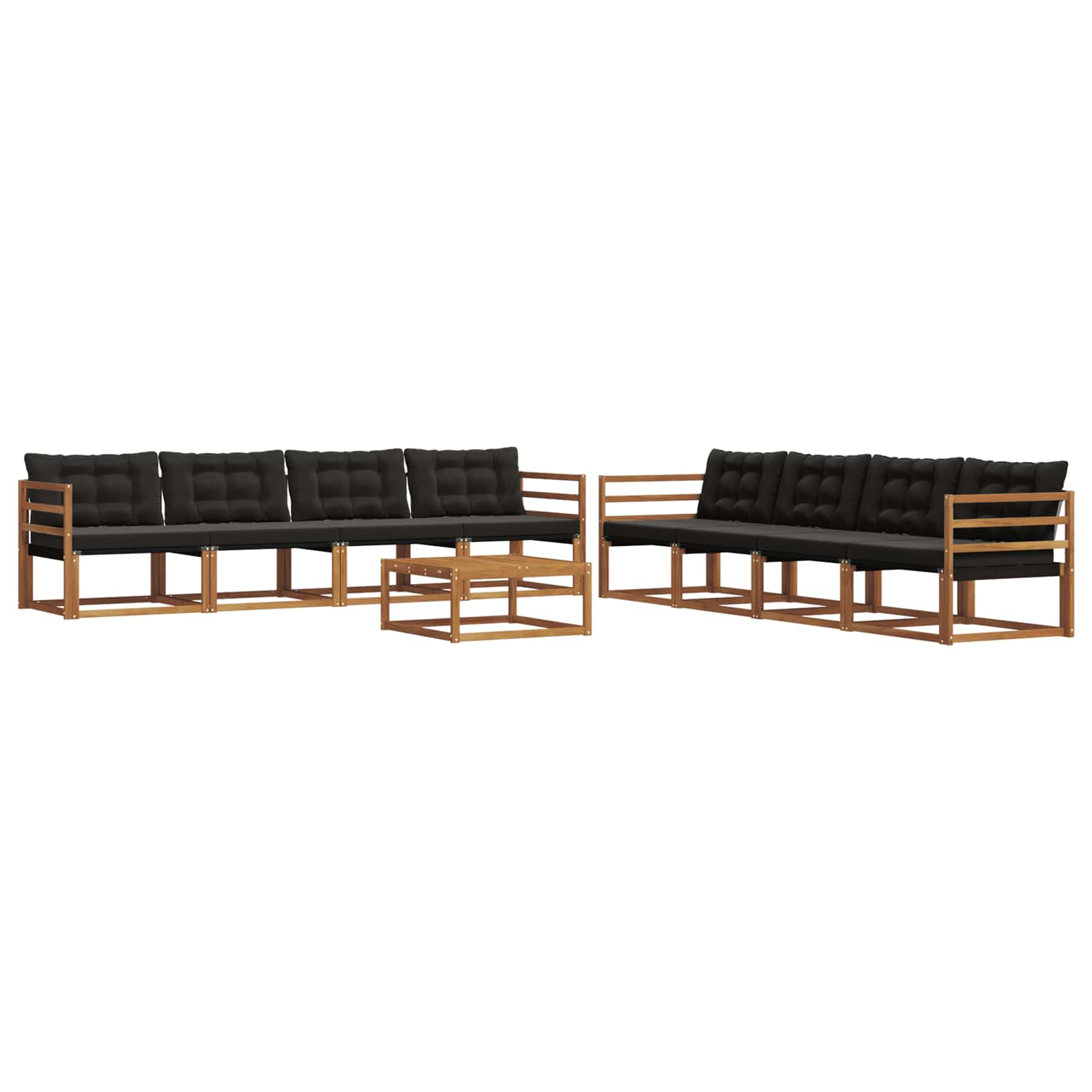 Set vanjskih sofa s jastukom 9 pcs Prirodna i crna