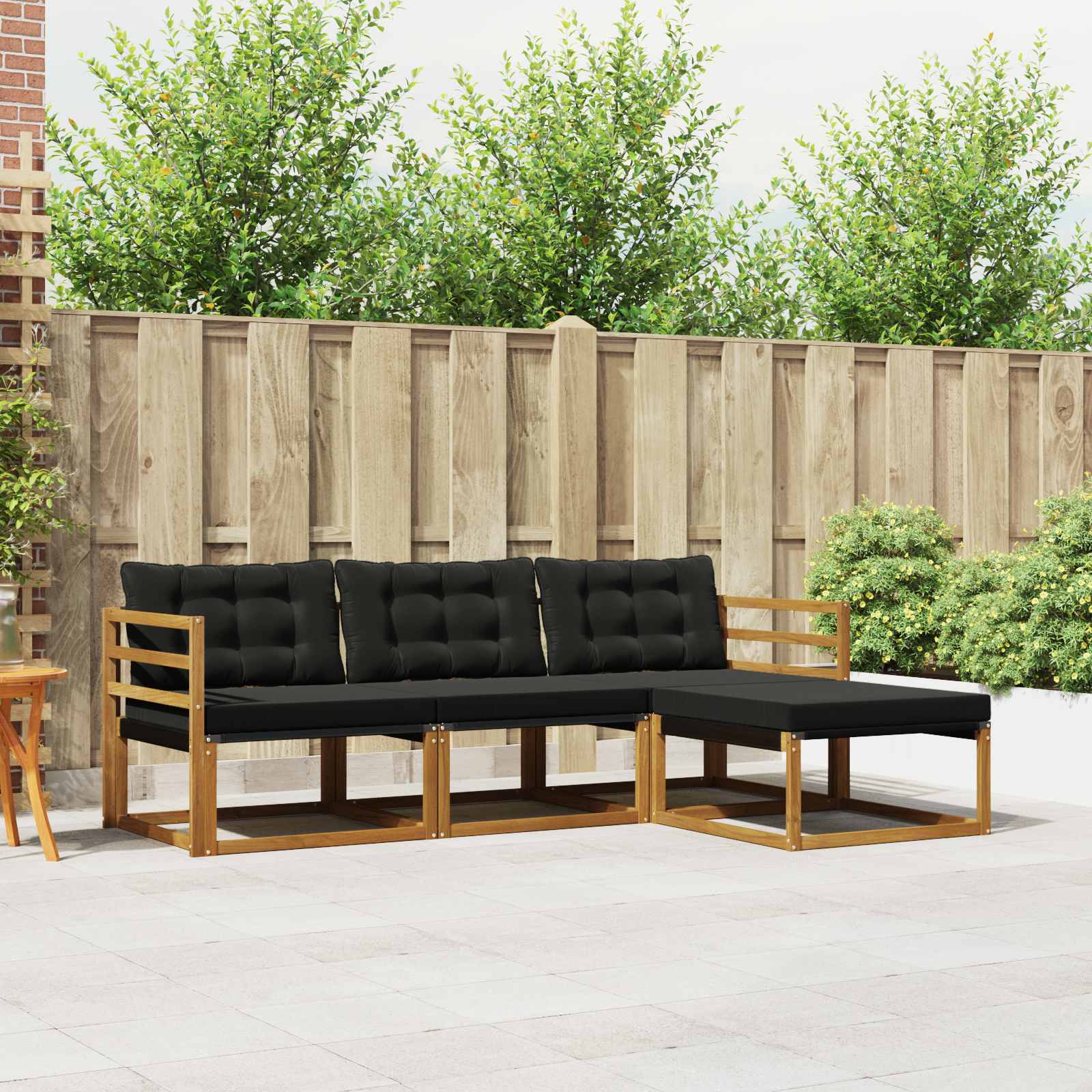 Set vanjskih sofa s jastukom 4 pcs Prirodna i crna