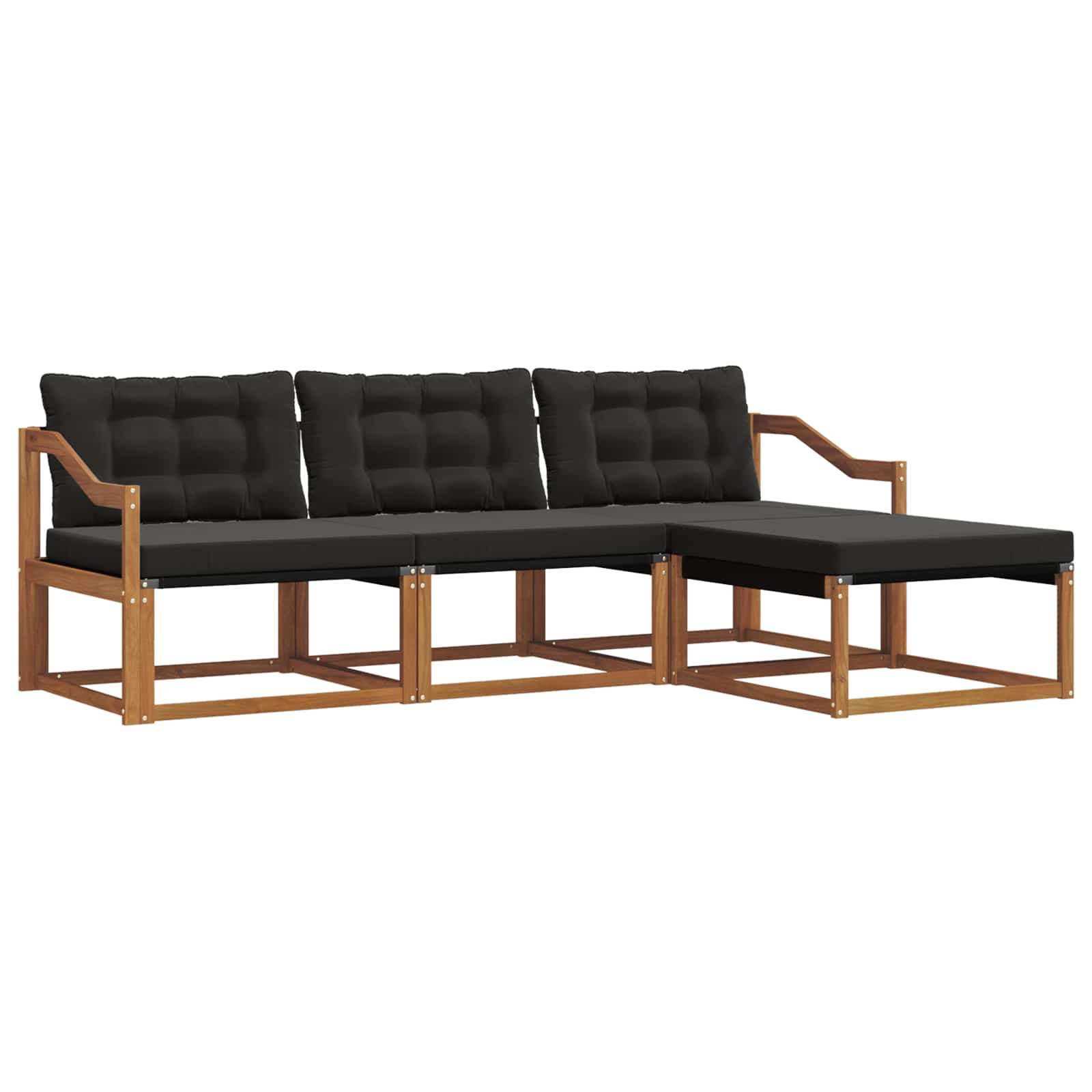 Set vanjskih sofa s jastukom 4 pcs Prirodna i crna
