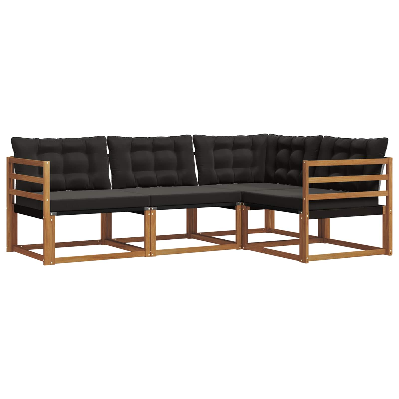 Set vanjskih sofa s jastukom 4 pcs Prirodna i crna