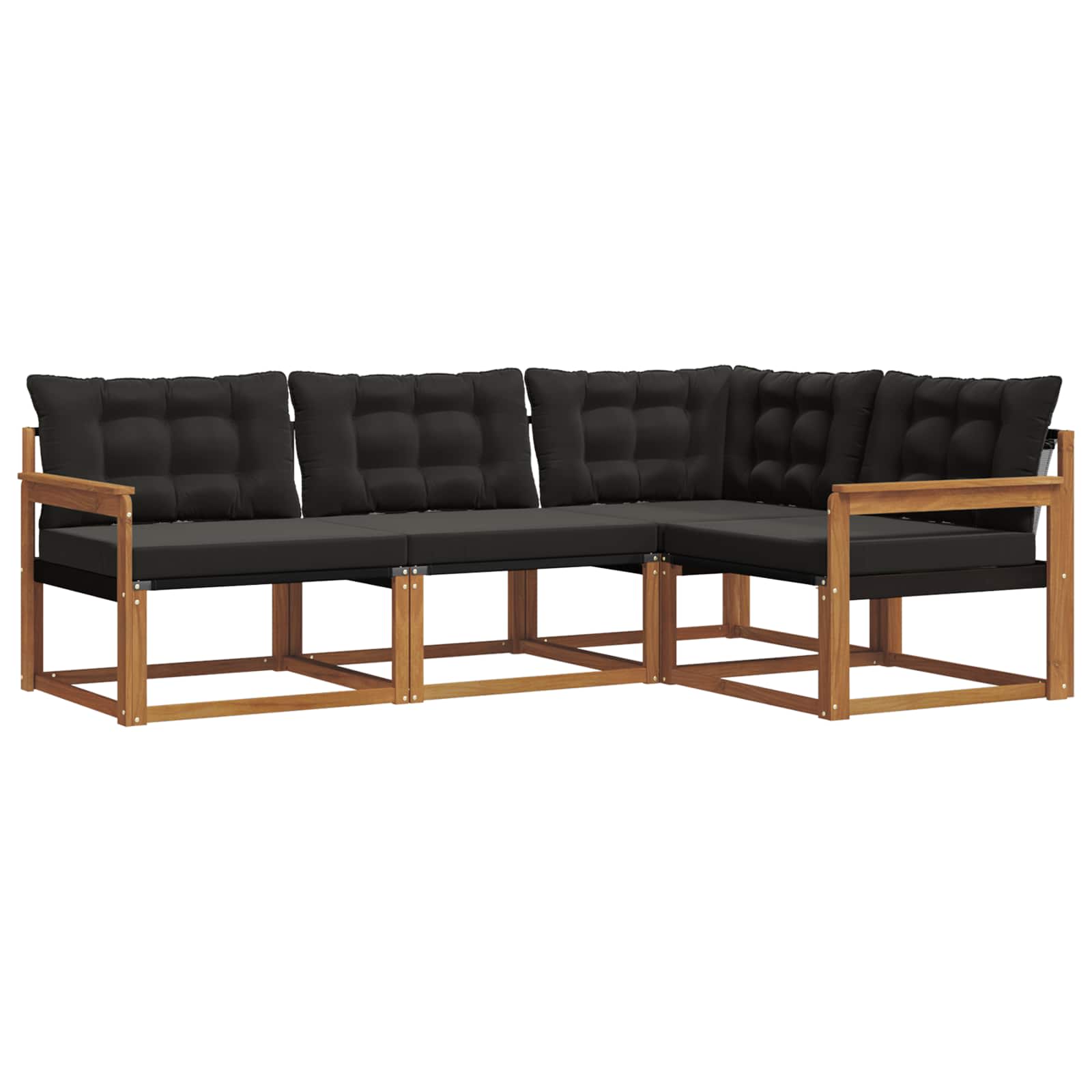 Set vanjskih sofa s jastukom 4 pcs Prirodna i crna
