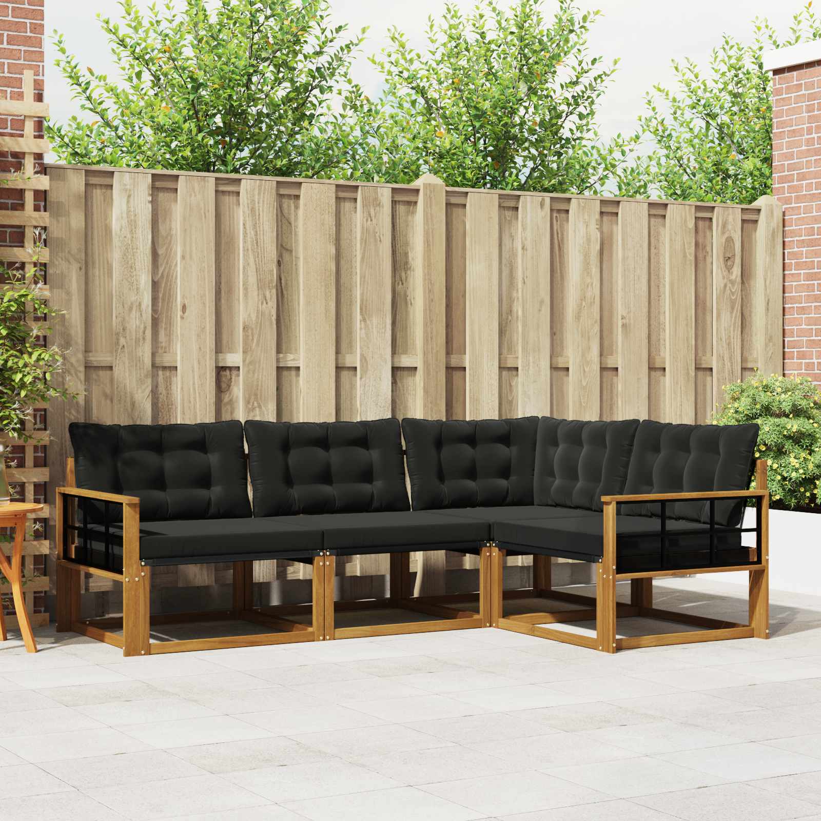 Set vanjskih sofa s jastukom 4 pcs Prirodna i crna