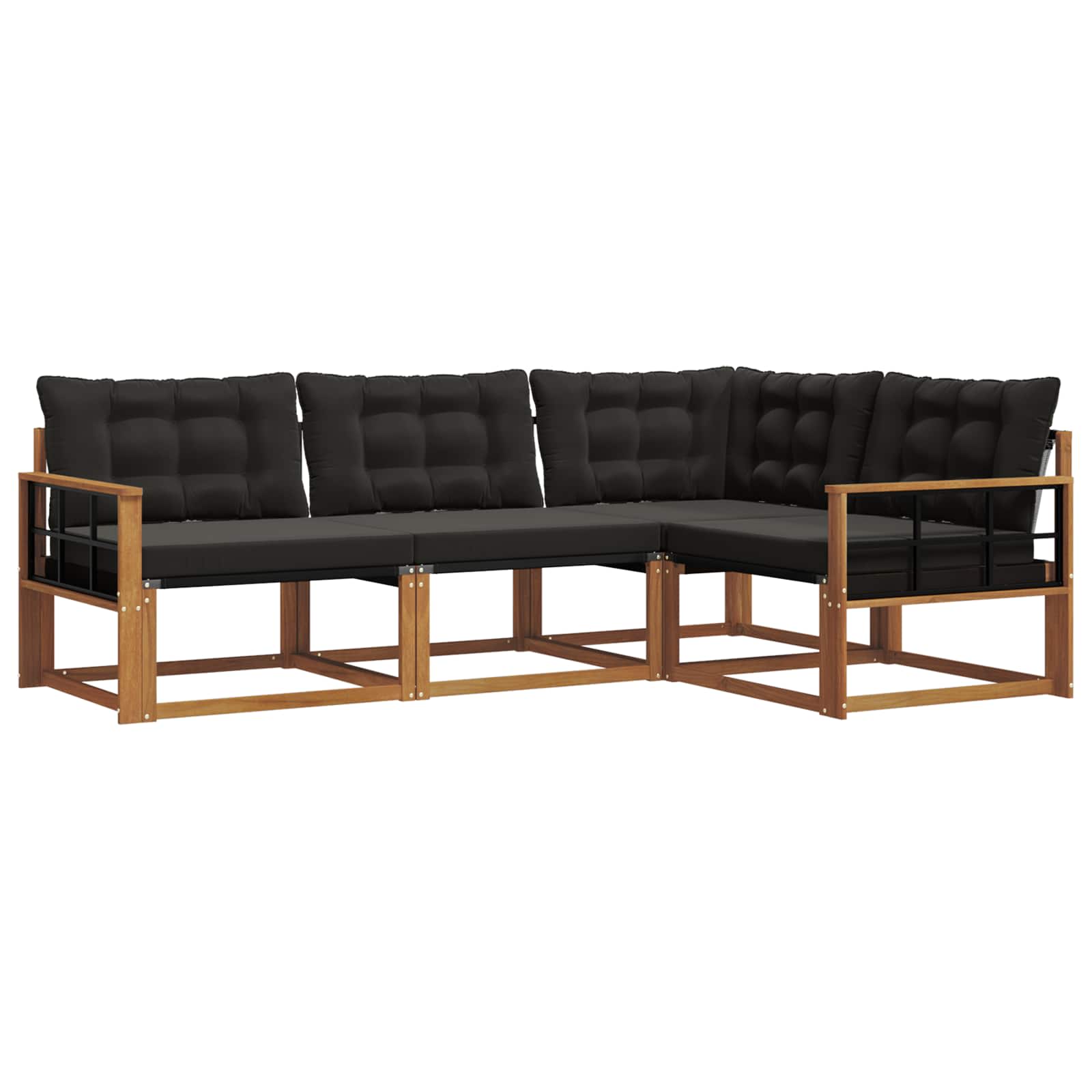 Set vanjskih sofa s jastukom 4 pcs Prirodna i crna