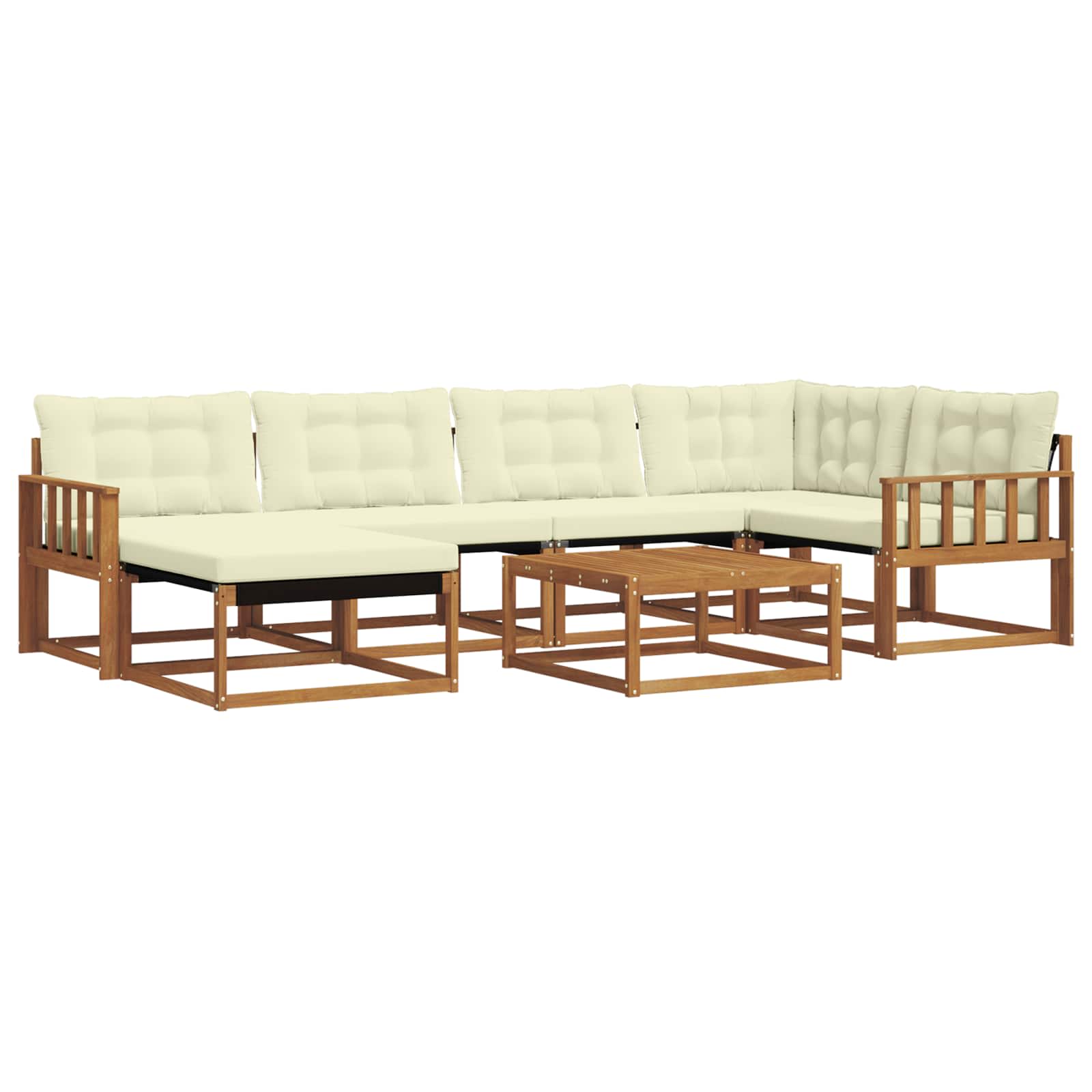 Set vanjskih sofa 19 pcs Prirodna i krem Čvrsto drvo akacije