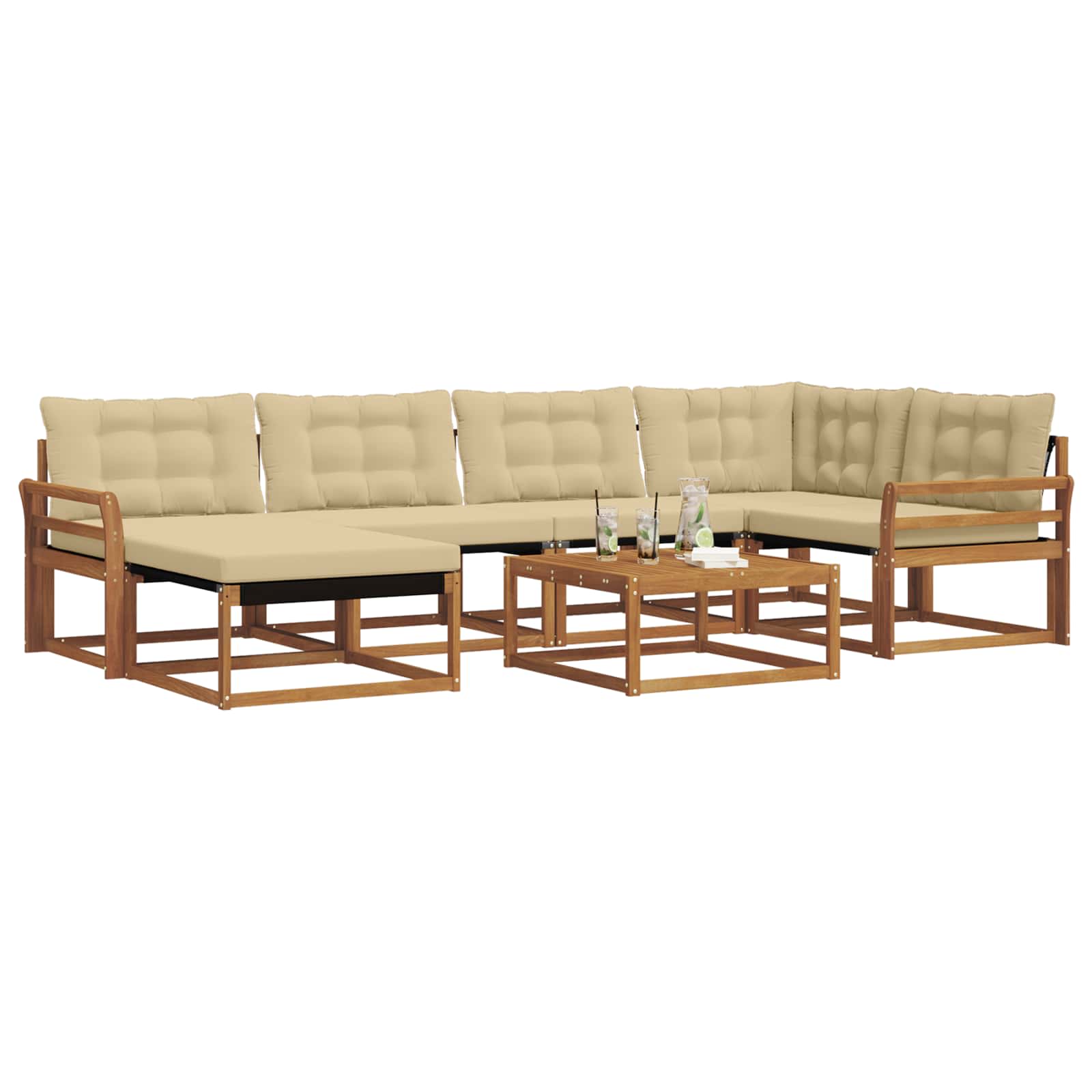 Set vanjskih sofa 19 pcs Prirodna i bež Čvrsto drvo akacije