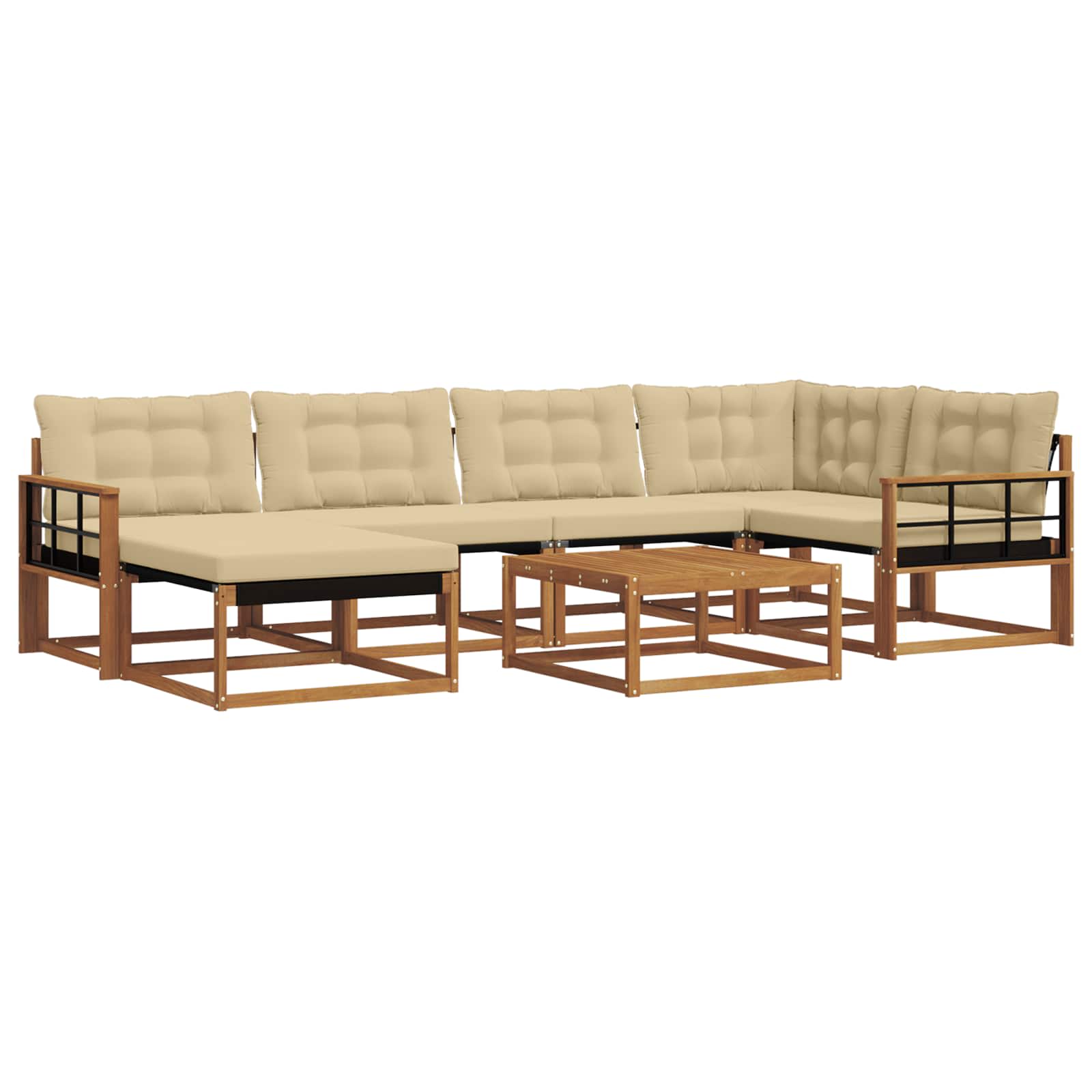 Set vanjskih sofa 19 pcs Prirodna i bež Čvrsto drvo akacije