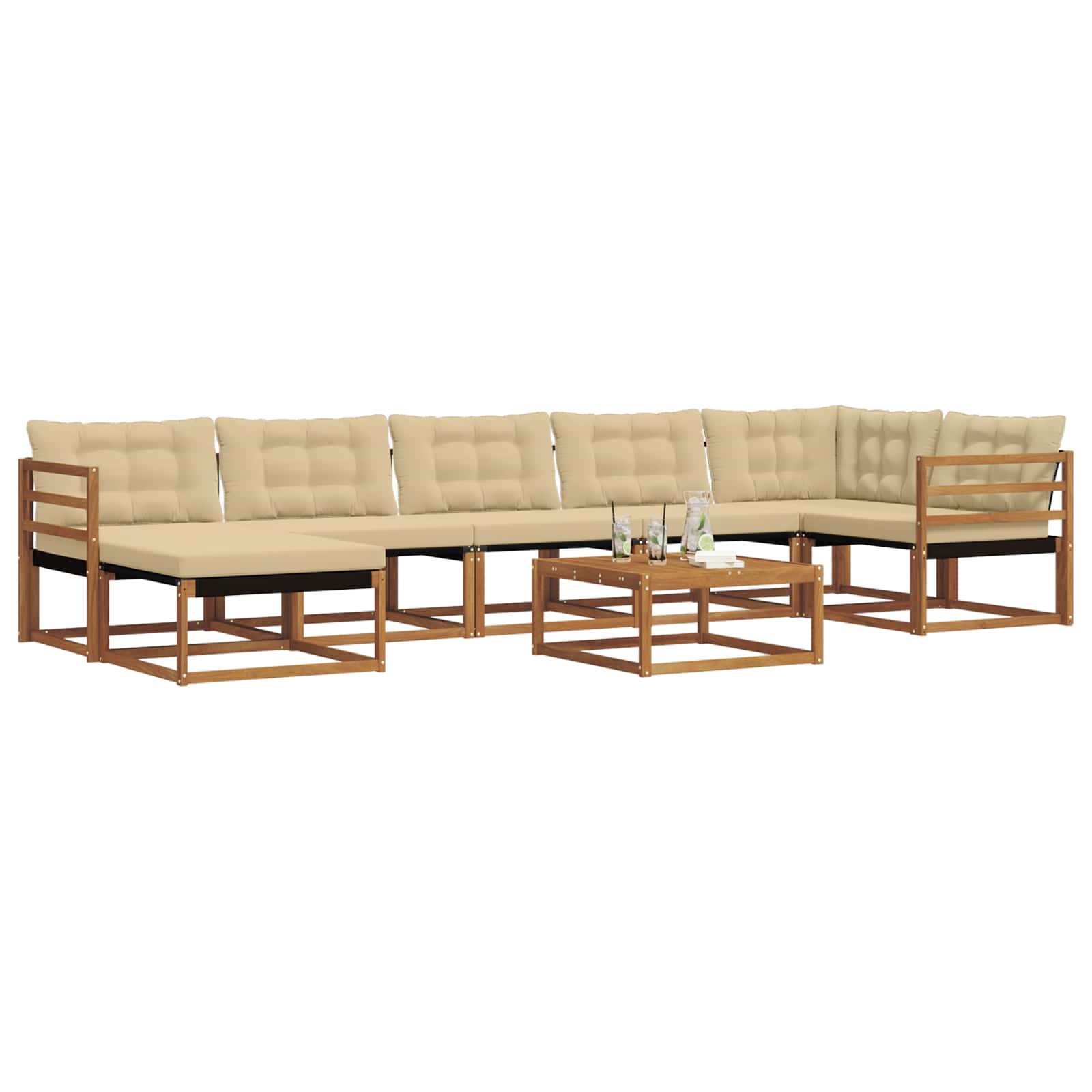 Set vanjskih sofa 22 pcs Prirodna i bež Čvrsto drvo akacije