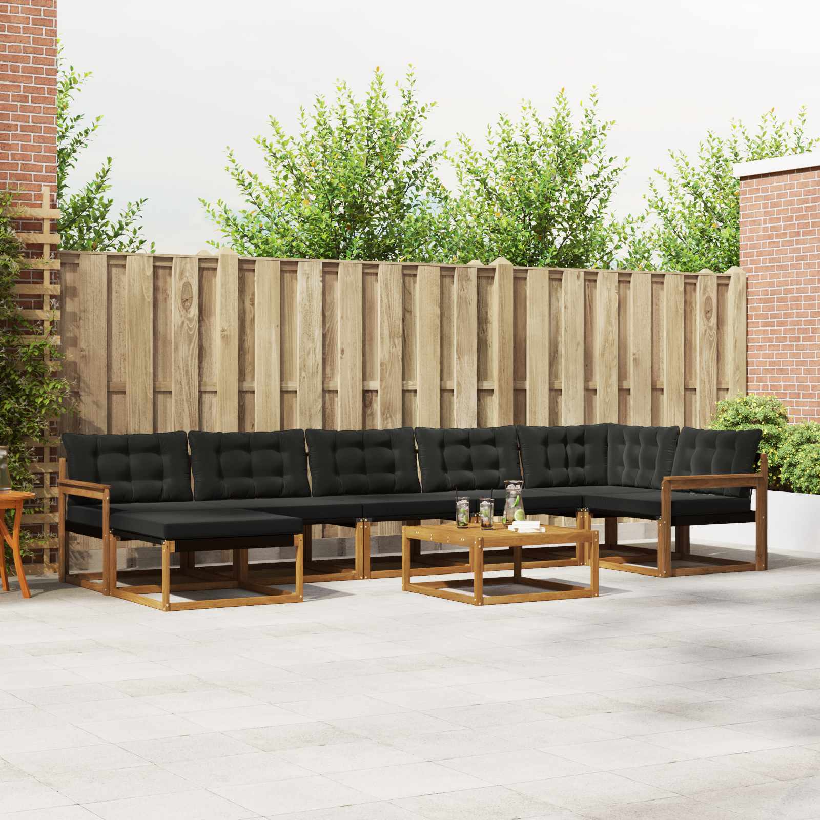 Set vanjskih sofa 22 pcs Prirodna i crna Čvrsto drvo akacije