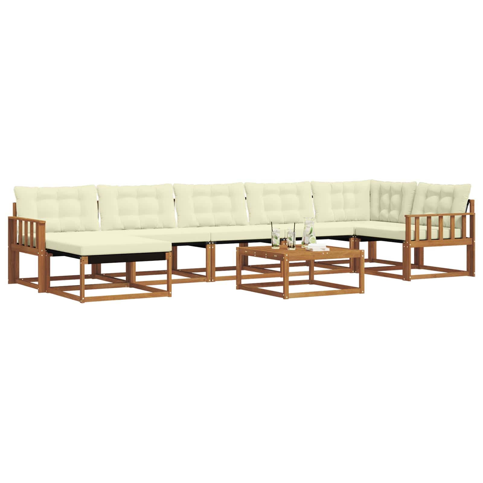 Set vanjskih sofa 22 pcs Prirodna i krem Čvrsto drvo akacije