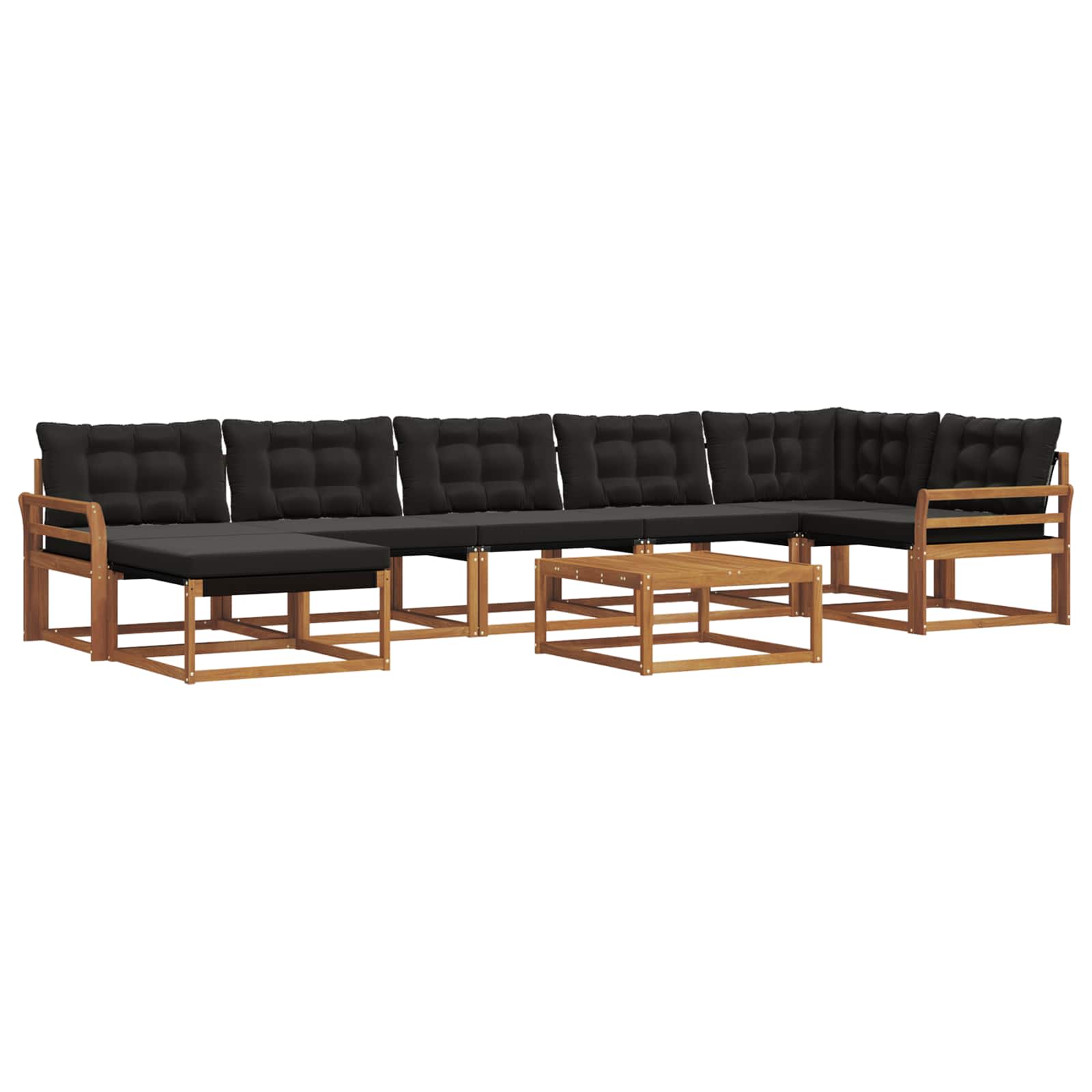 Set vanjskih sofa 22 pcs Prirodna i crna Čvrsto drvo akacije