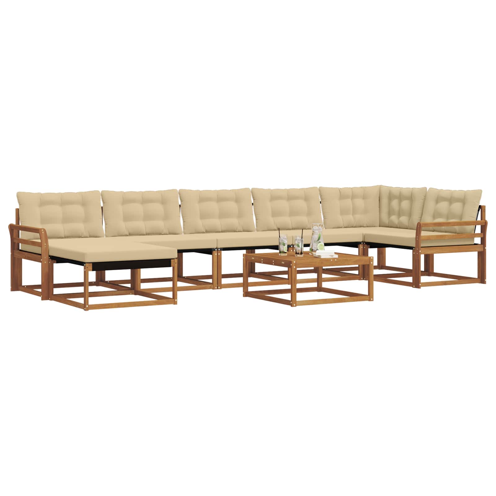 Set vanjskih sofa 22 pcs Prirodna i bež Čvrsto drvo akacije