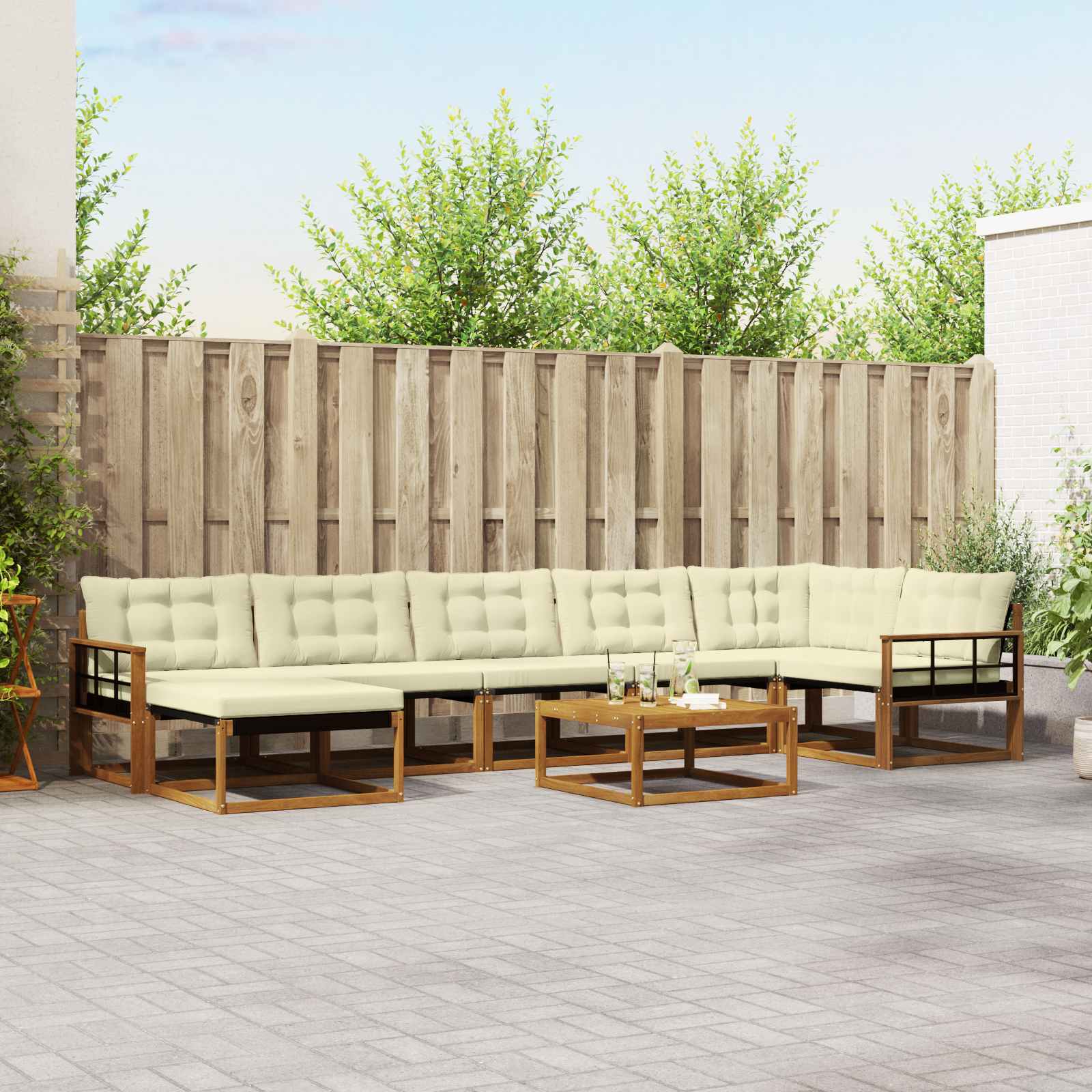 Set vanjskih sofa 22 pcs Prirodna i krem Čvrsto drvo akacije