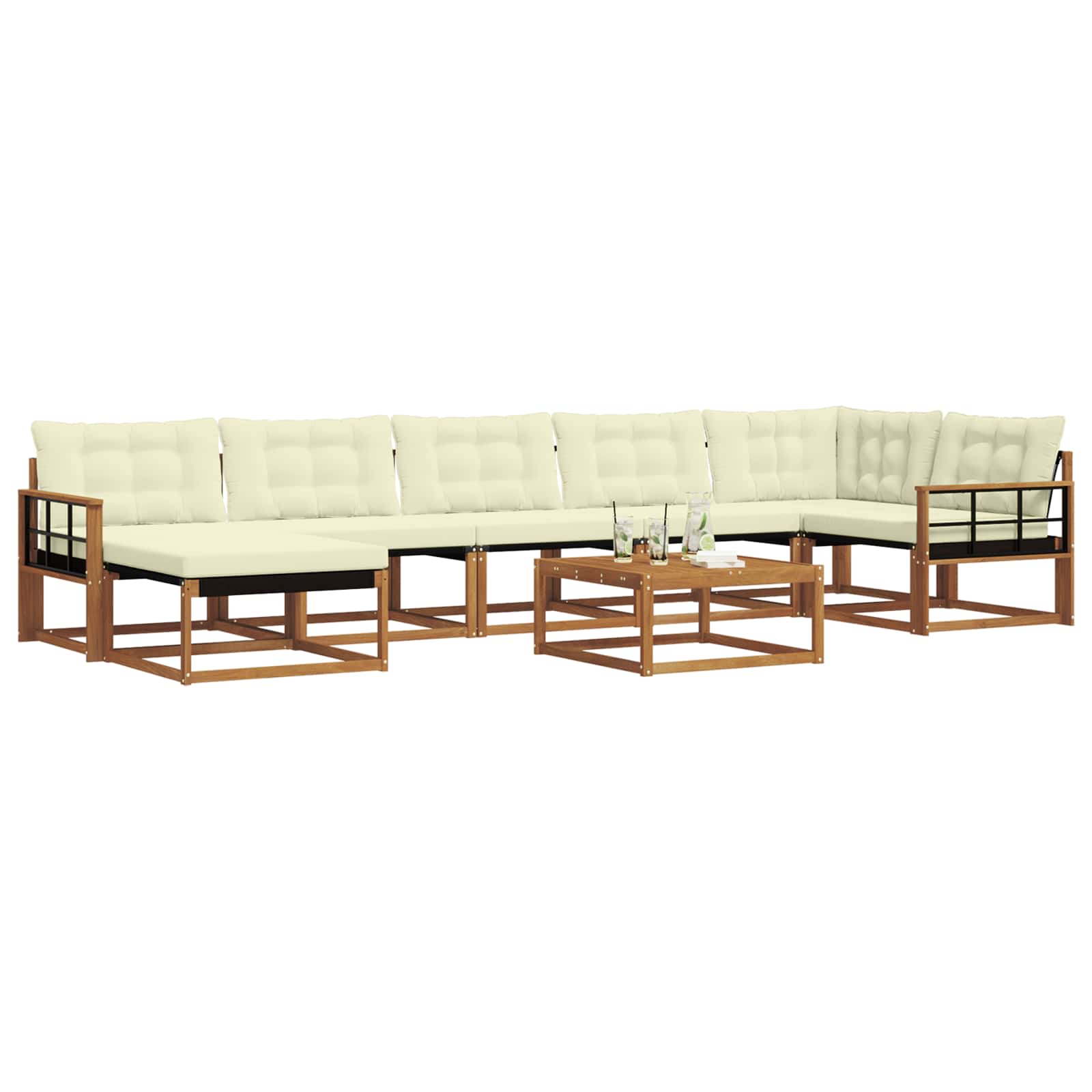 Set vanjskih sofa 22 pcs Prirodna i krem Čvrsto drvo akacije