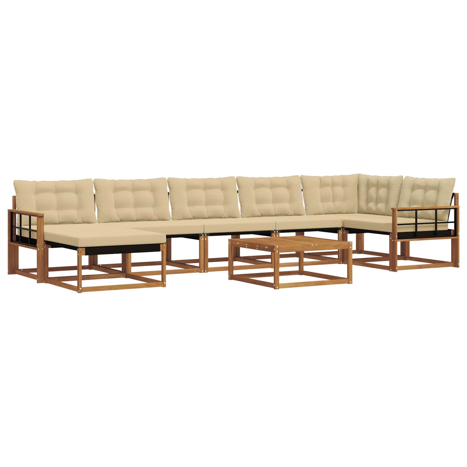 Set vanjskih sofa 22 pcs Prirodna i bež Čvrsto drvo akacije