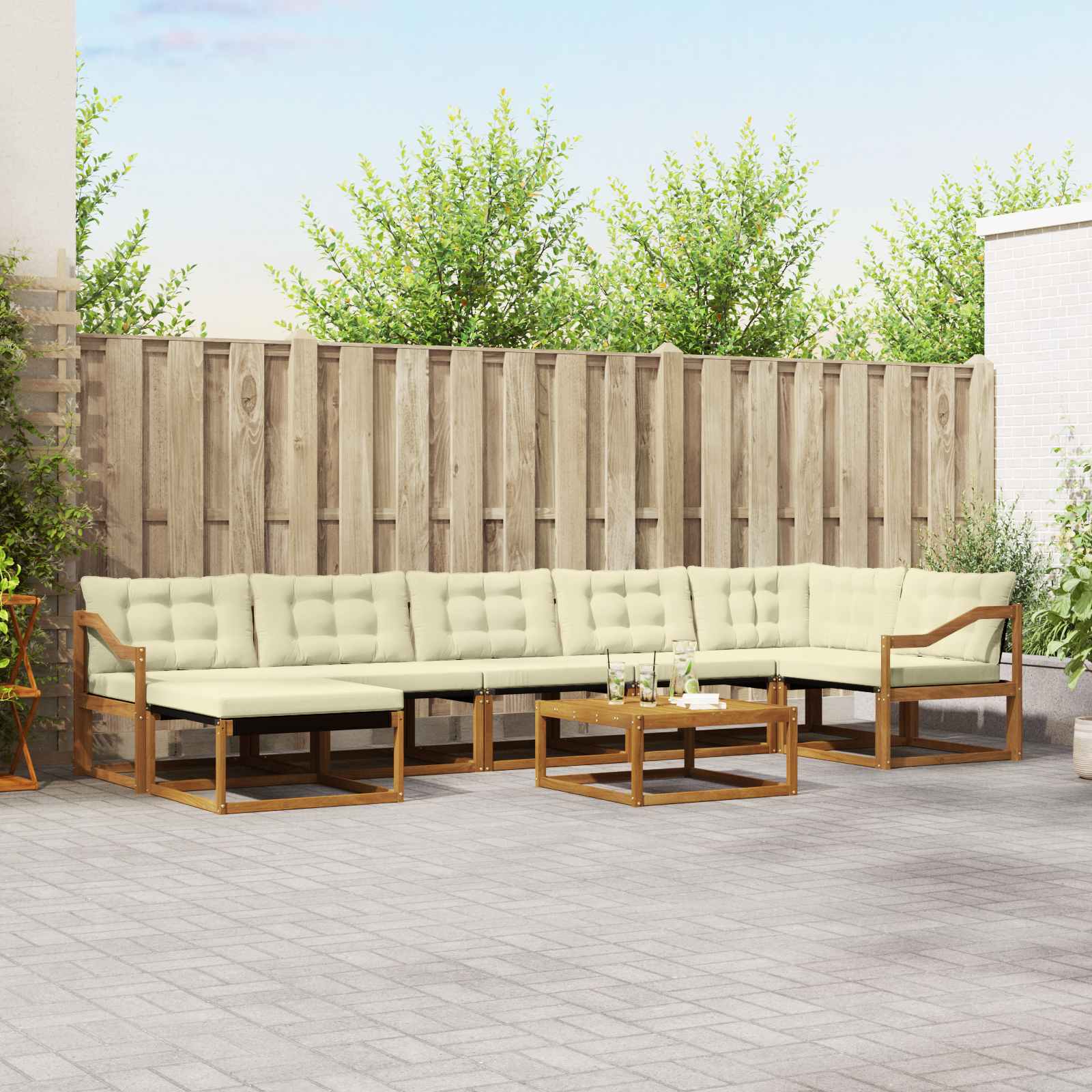 Set vanjskih sofa 22 pcs Prirodna i krem Čvrsto drvo akacije