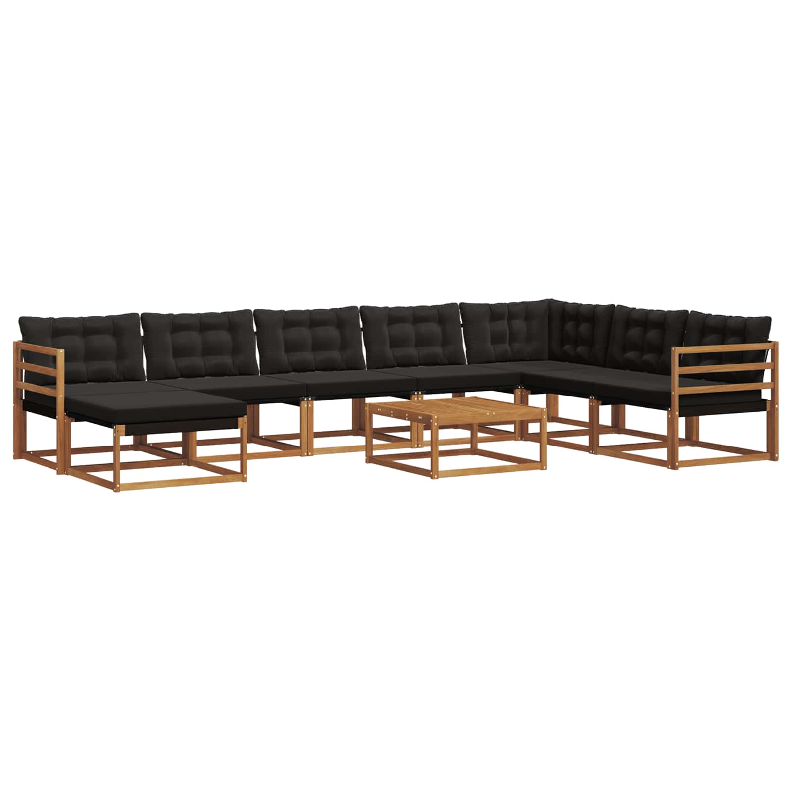 Set vanjskih sofa 9 pcs Prirodna i crna Čvrsto drvo akacije
