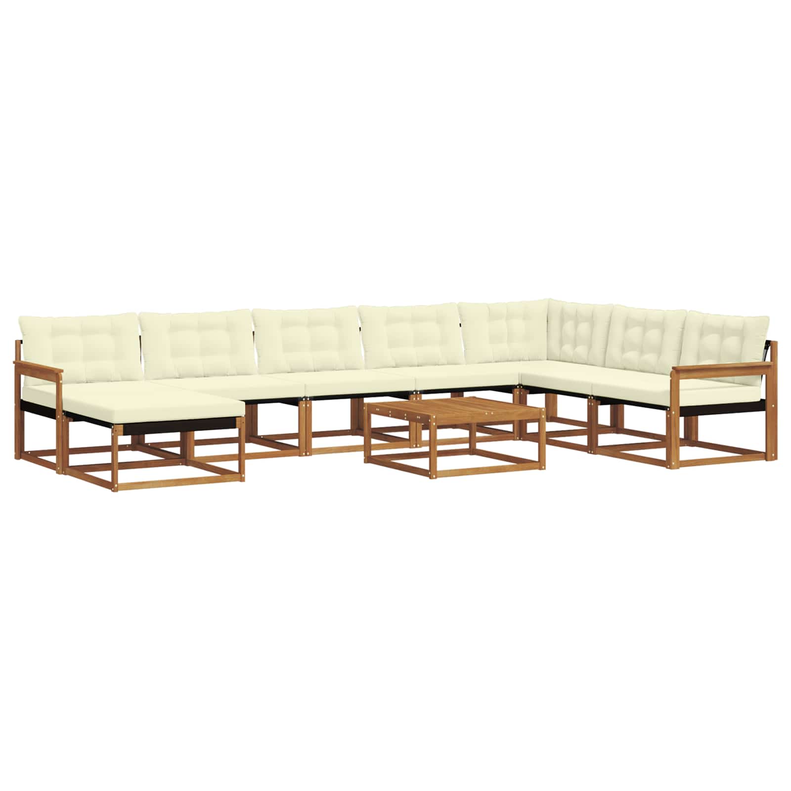 Set vanjskih sofa 9 pcs Prirodna i krem Čvrsto drvo akacije