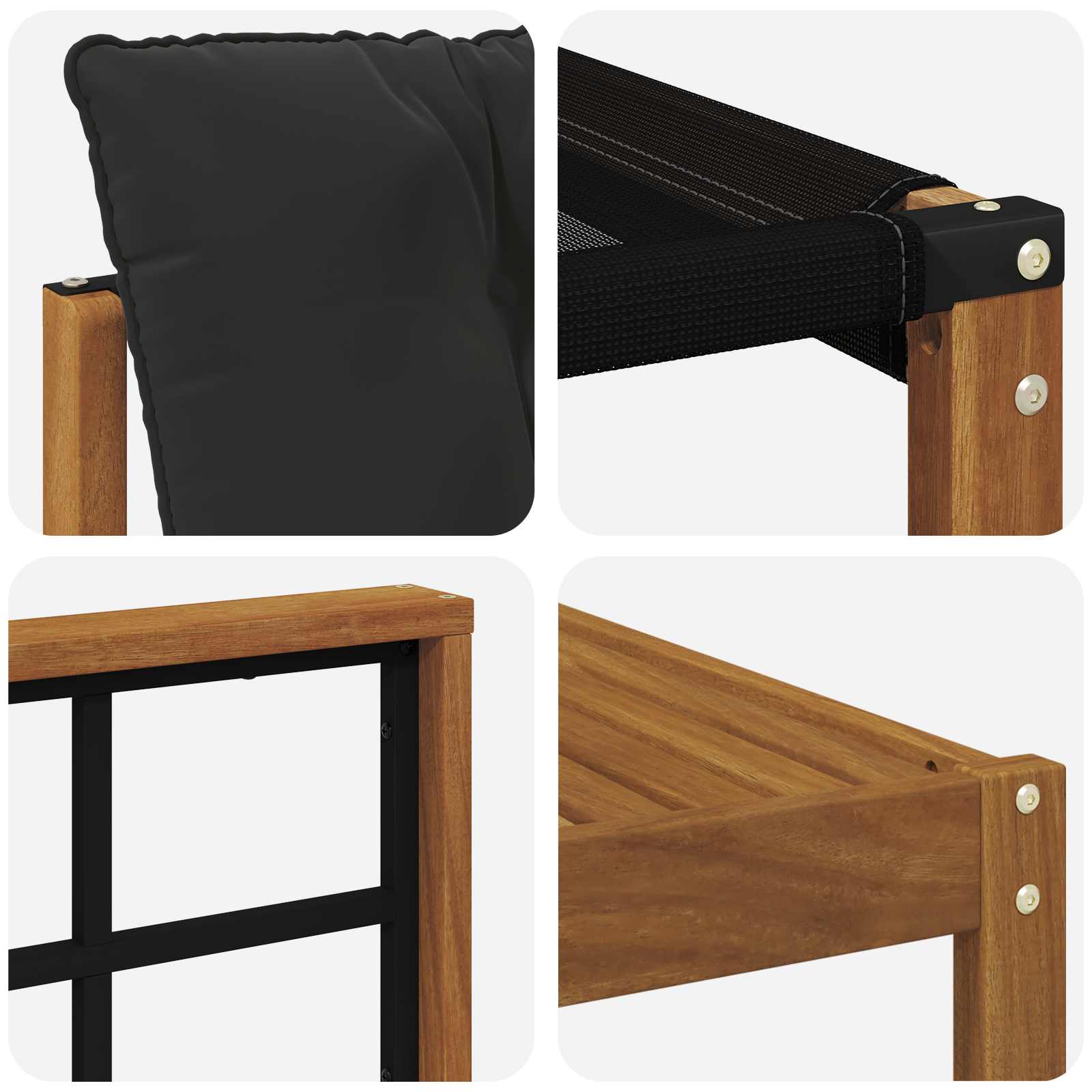 Set vanjskih sofa 9 pcs Prirodna i crna Čvrsto drvo akacije