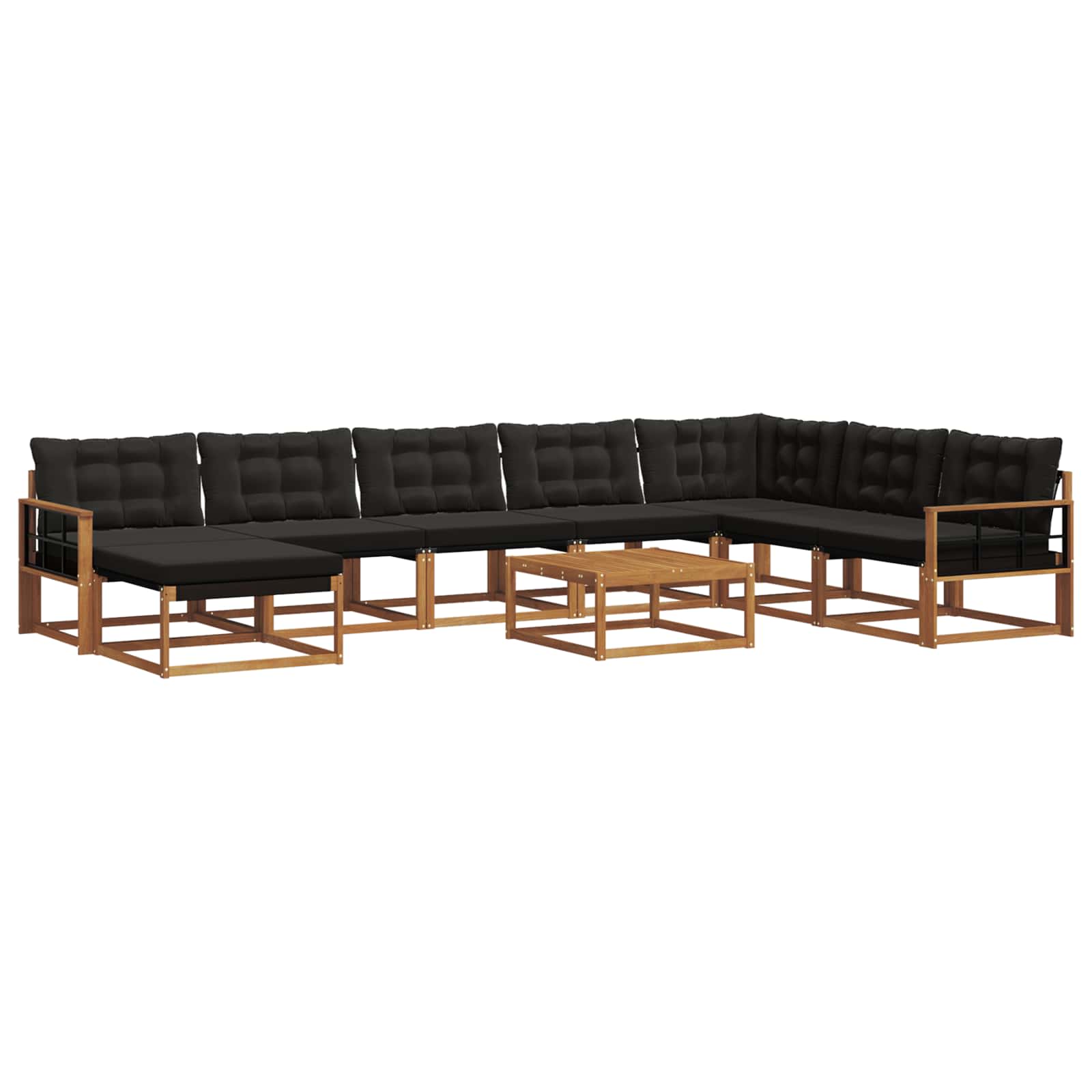 Set vanjskih sofa 9 pcs Prirodna i crna Čvrsto drvo akacije