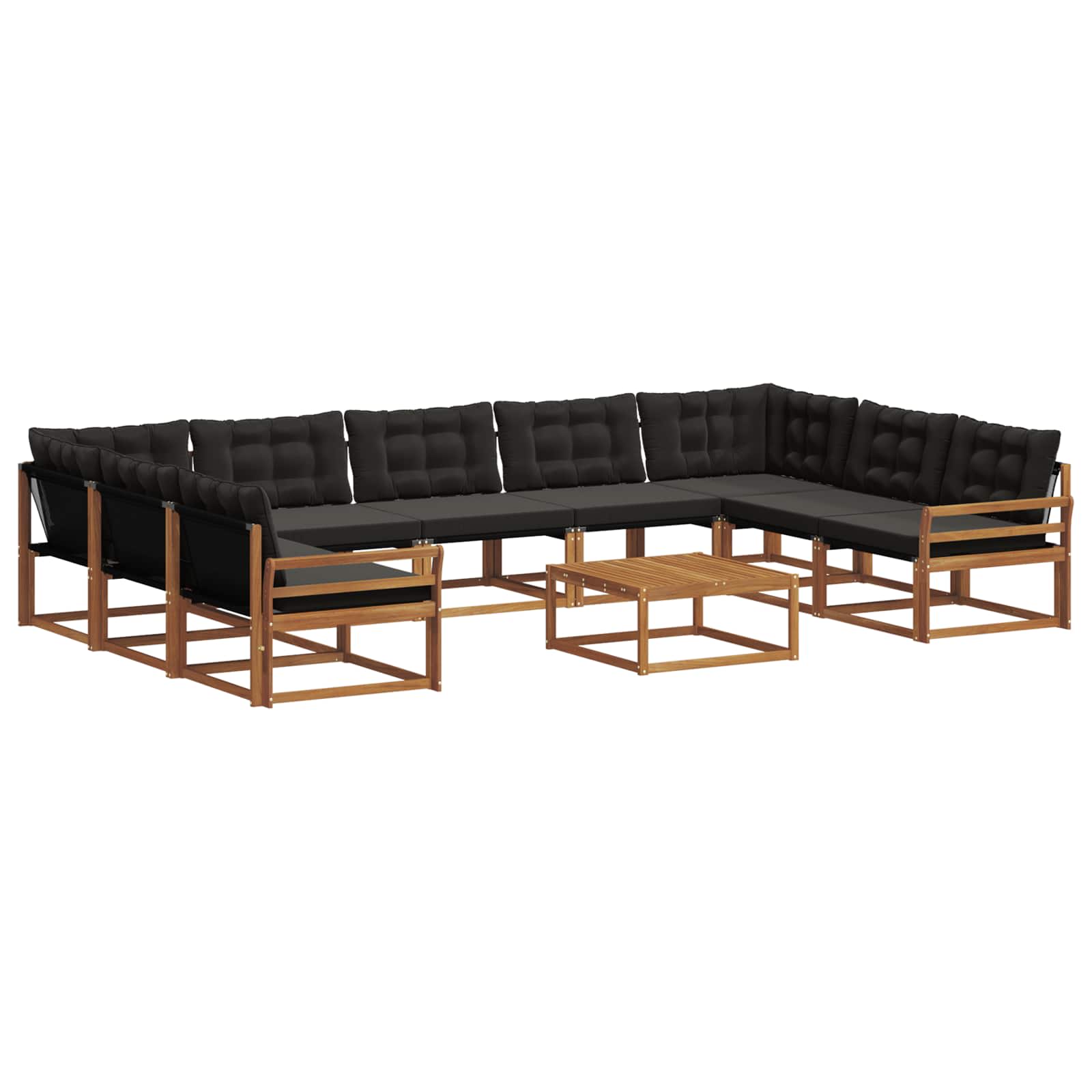 Set vanjskih sofa s jastukom 10 pcs Prirodna i crna