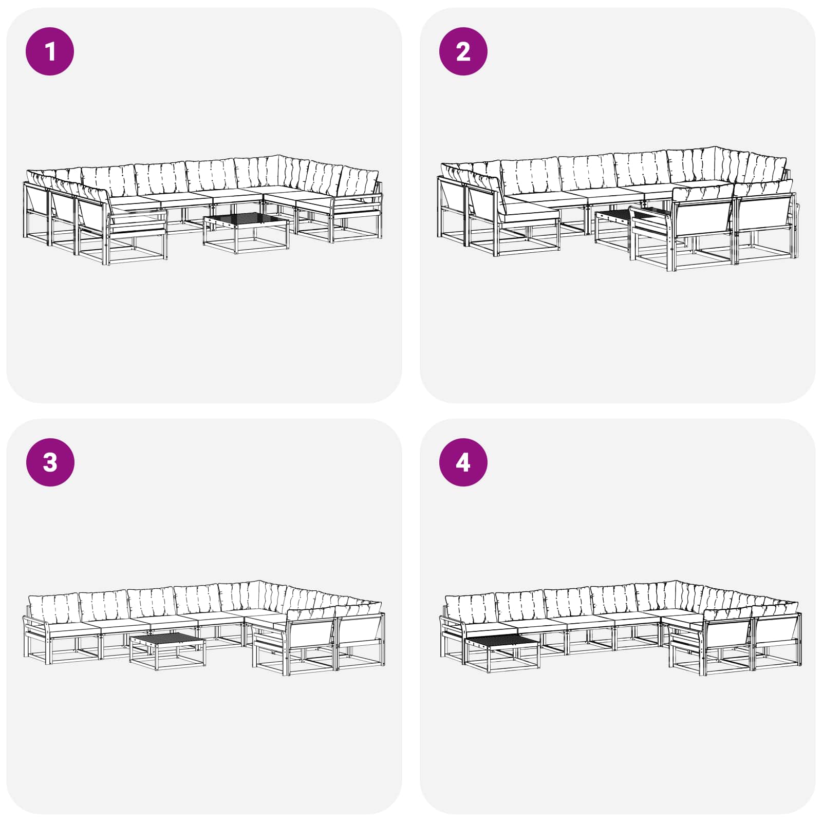 Set vanjskih sofa s jastukom 10 pcs Prirodna i crna