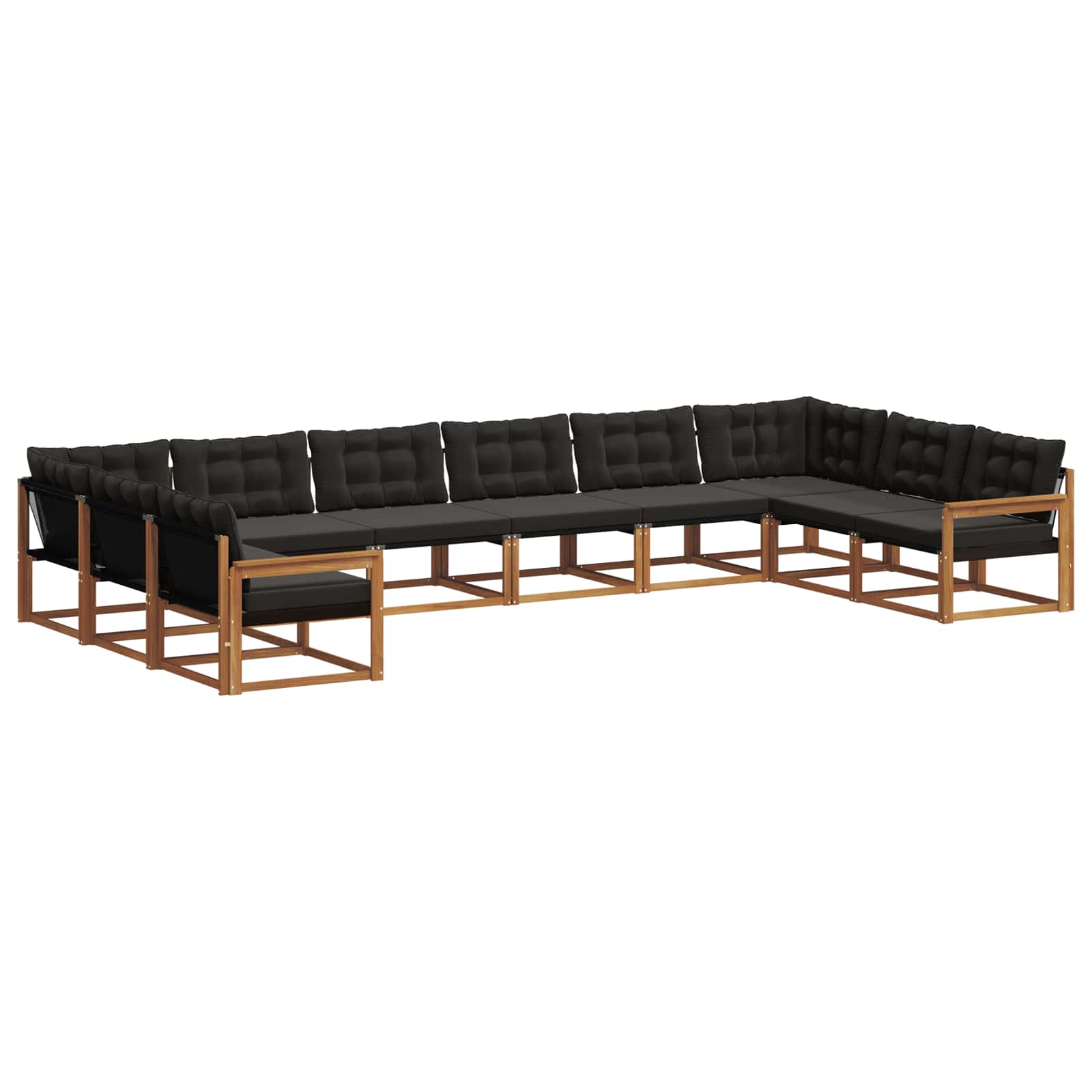Set vanjskih sofa s jastukom 10 pcs Prirodna i crna