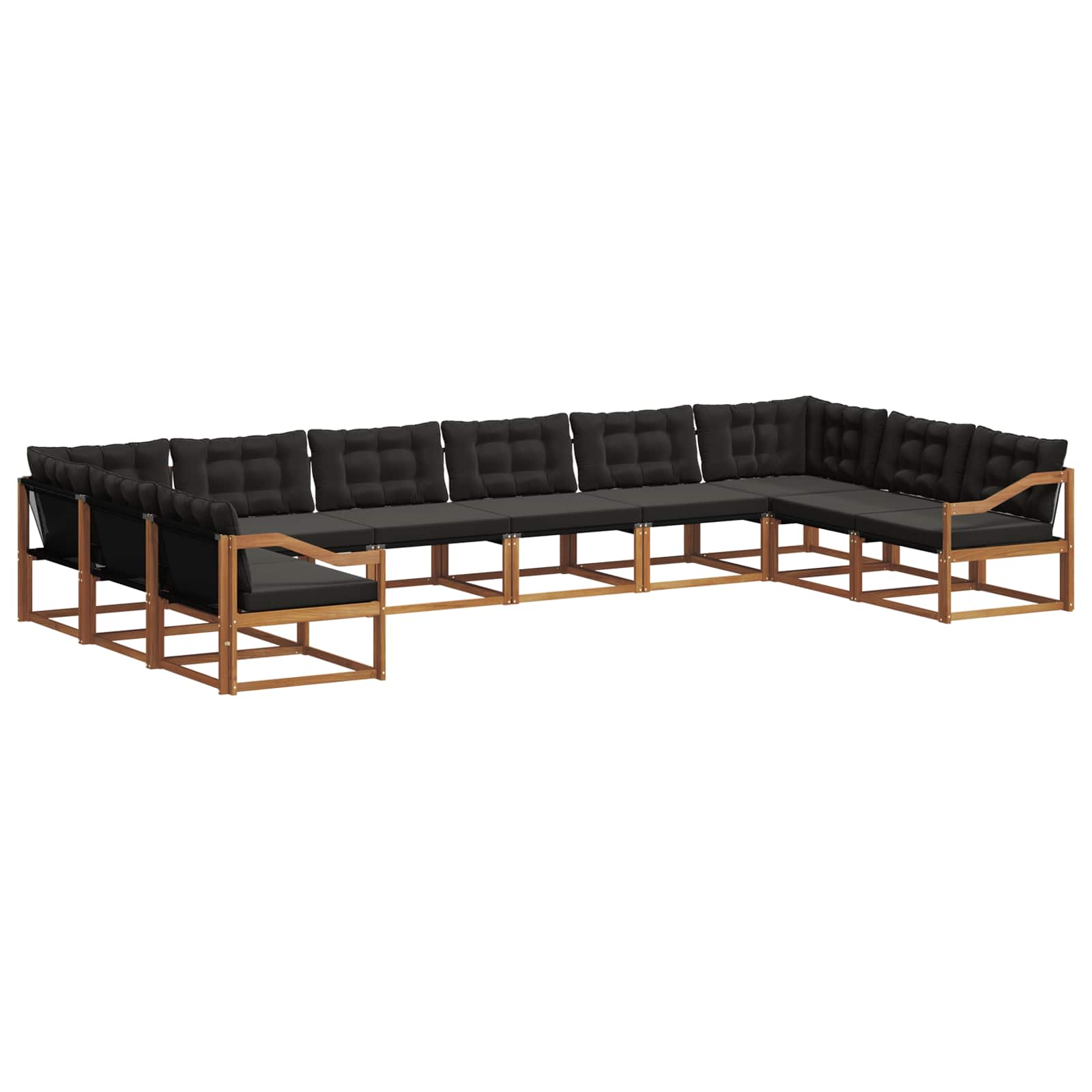 Set vanjskih sofa s jastukom 10 pcs Prirodna i crna
