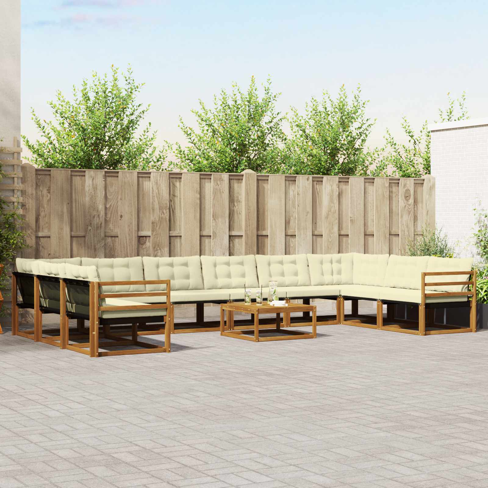 Set vanjskih sofa s jastukom 11 pcs Prirodna i krem
