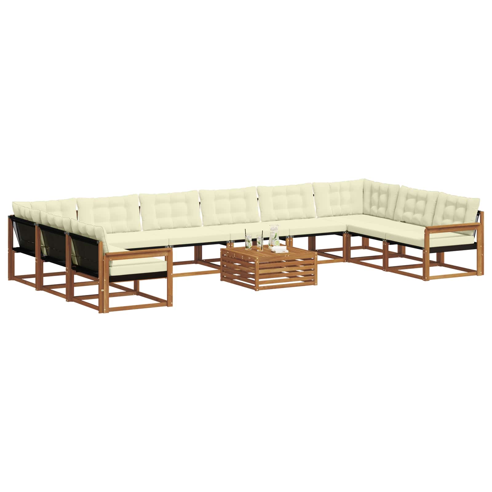Set vanjskih sofa s jastukom 11 pcs Prirodna i krem