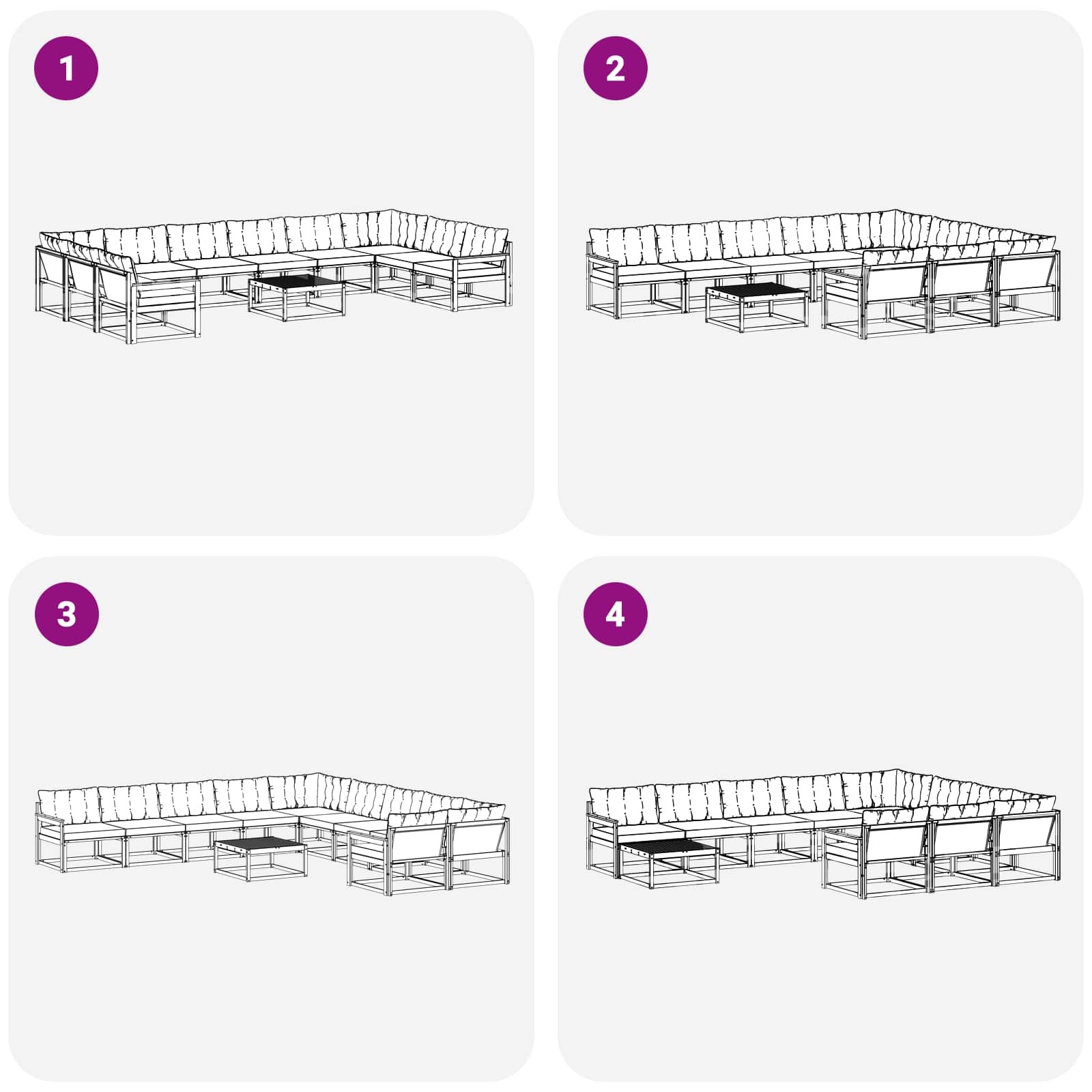 Set vanjskih sofa s jastukom 11 pcs Prirodna i svijetlo siva