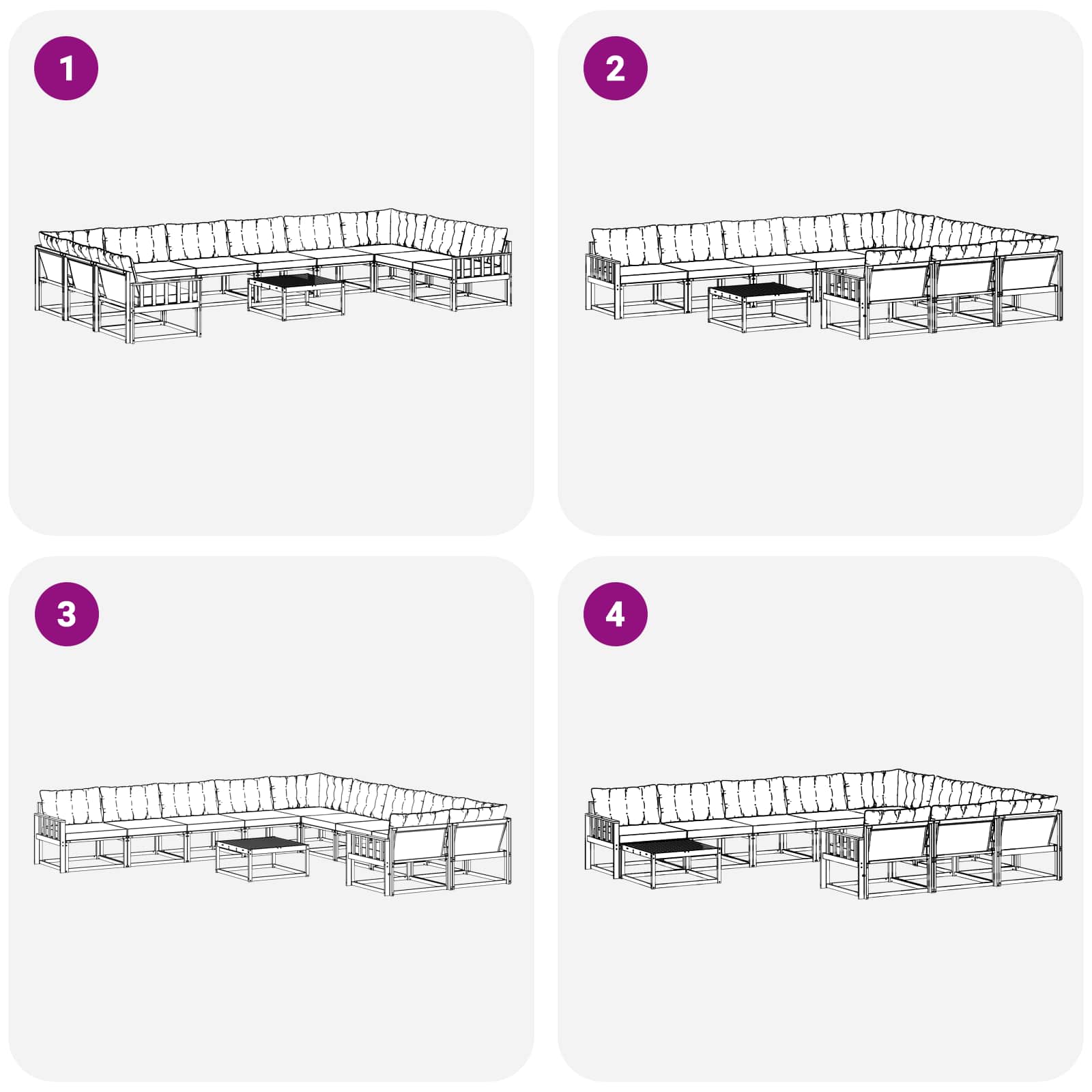 Set vanjskih sofa s jastukom 11 pcs Prirodna i krem