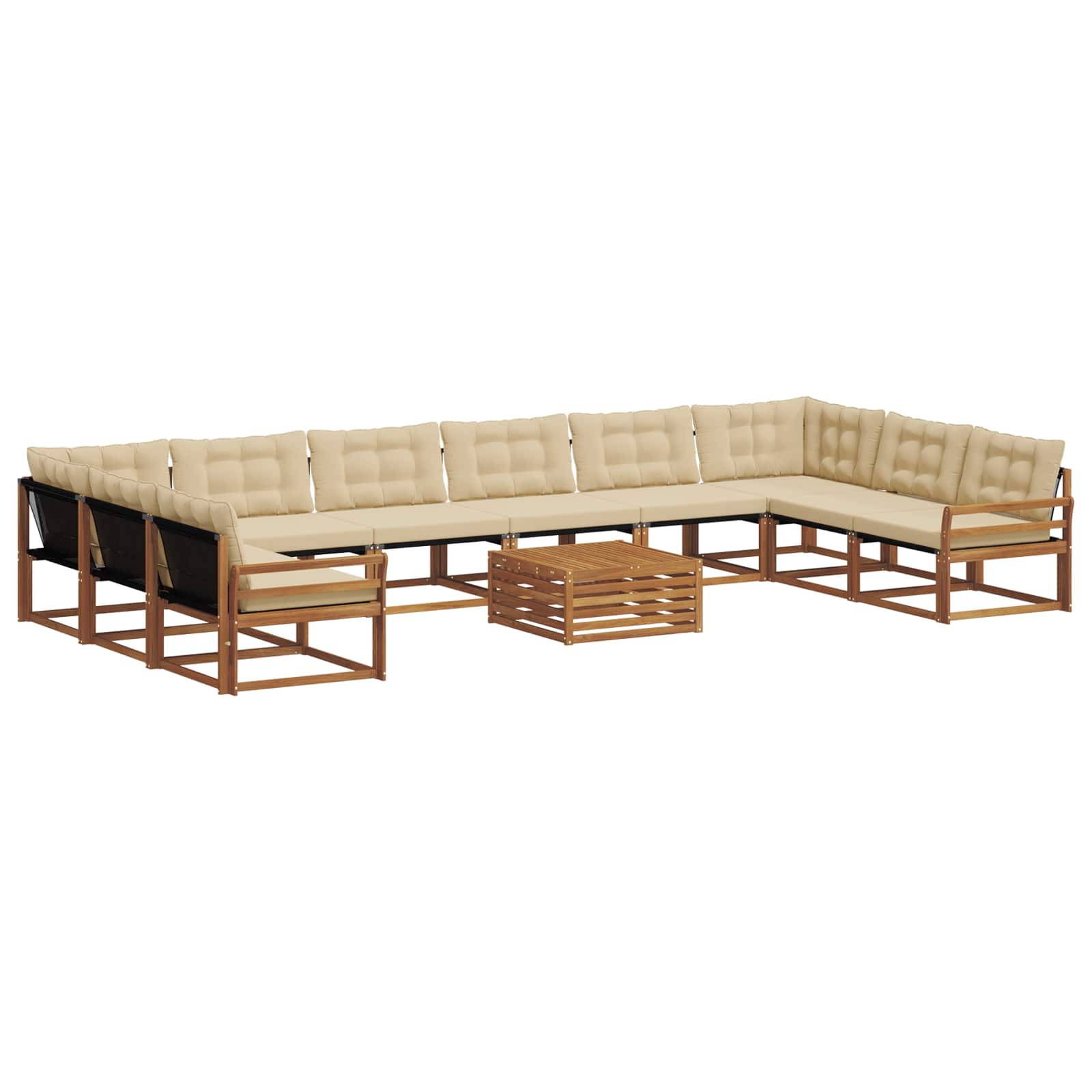 Set vanjskih sofa s jastukom 11 pcs Prirodna i bež