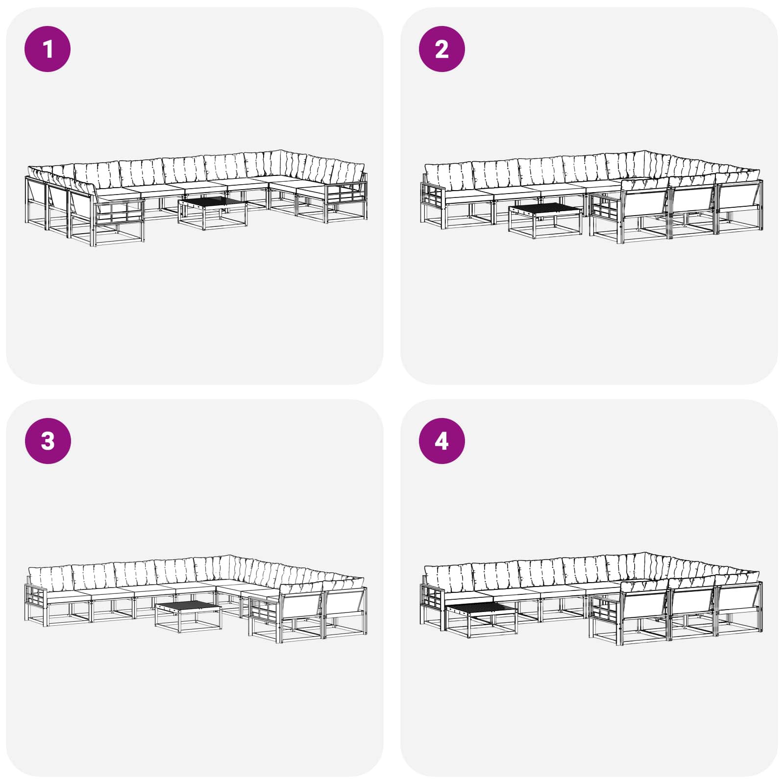 Set vanjskih sofa s jastukom 11 pcs Prirodna i svijetlo siva