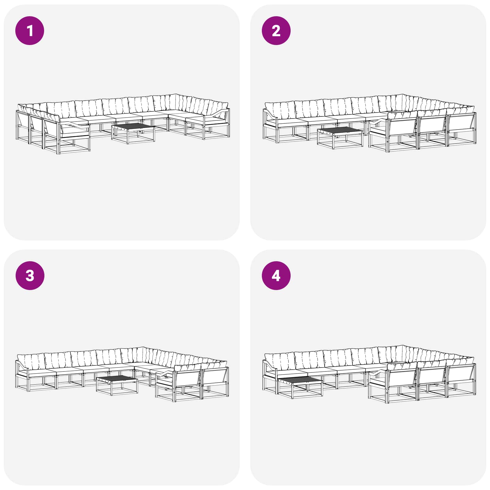 Set vanjskih sofa s jastukom 11 pcs Prirodna i svijetlo siva