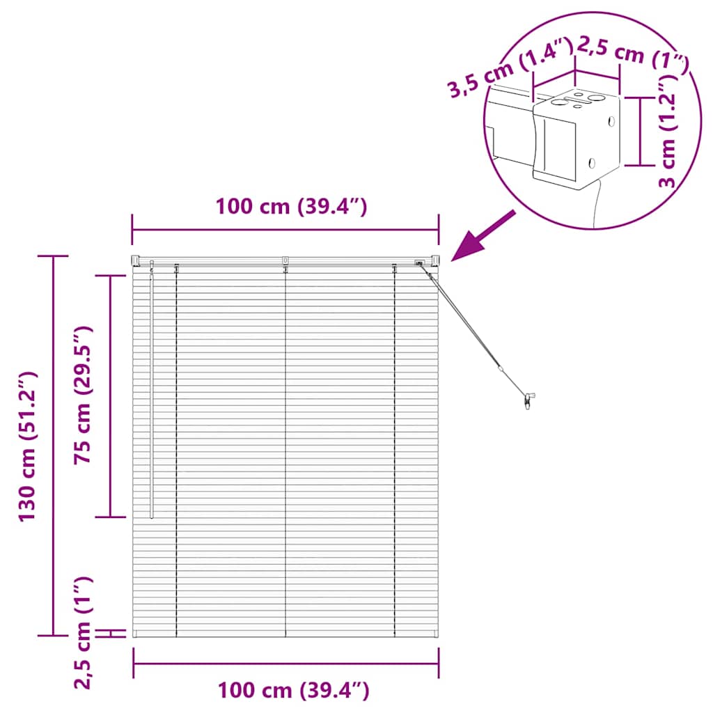 Venecijanski zastore Srebrno 130 x 100 cm Aluminij