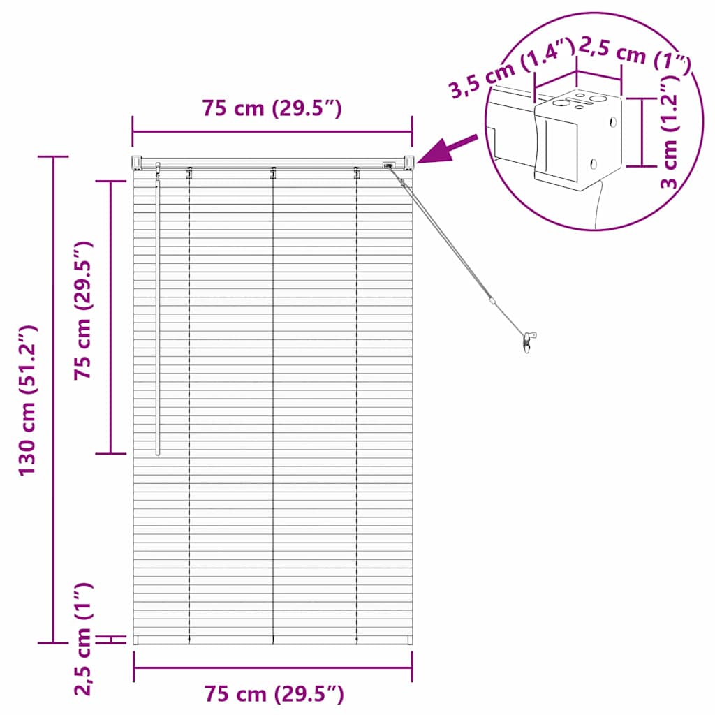 Venecijanski zastore Tamno siva 130 x 75 cm Aluminij