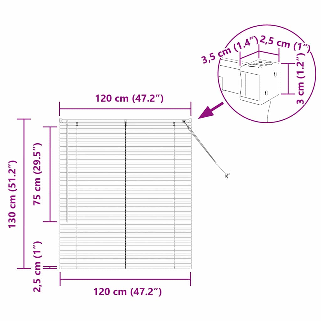 Venecijanski zastore Tamno siva 130 x 120 cm Aluminij