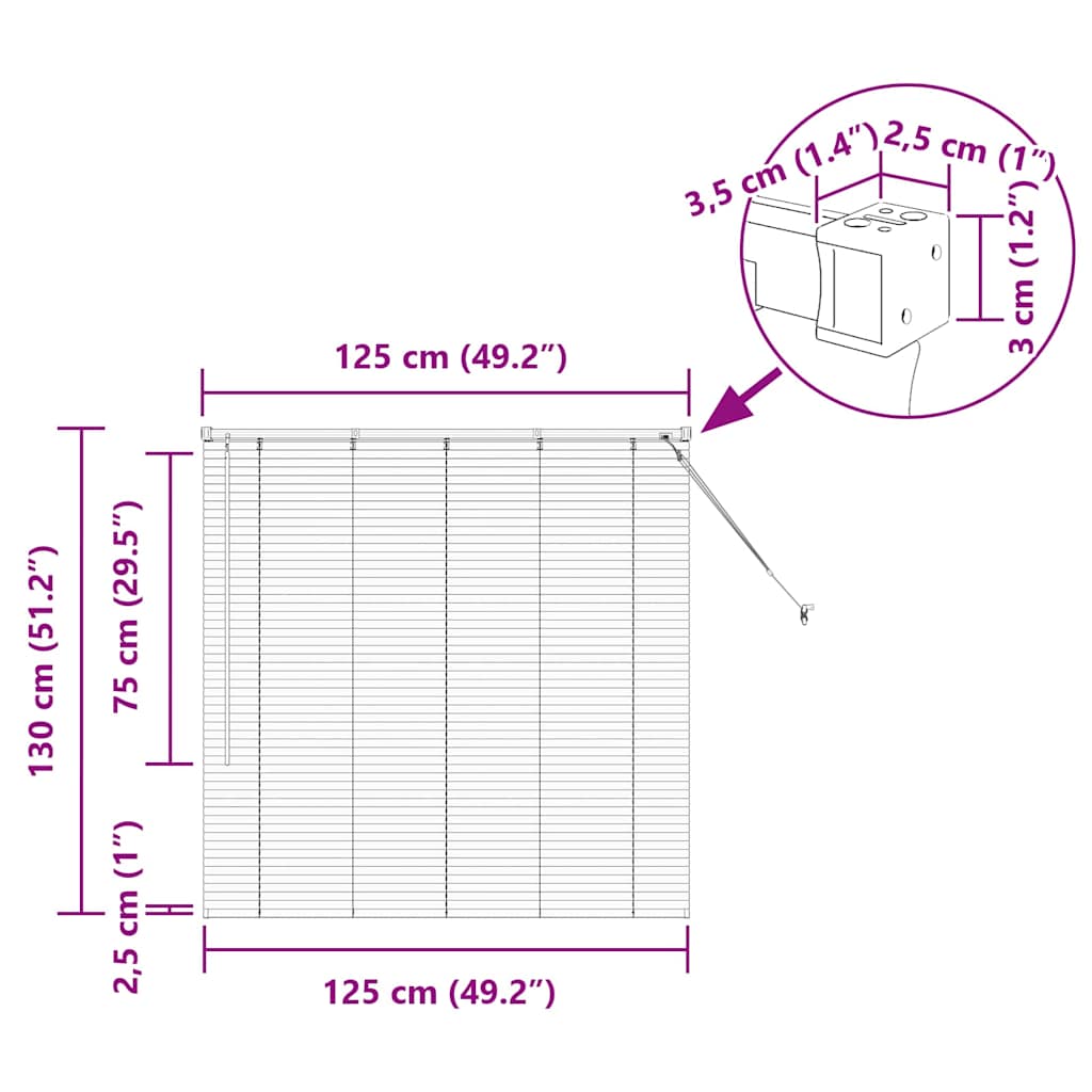 Venecijanski zastore Tamno siva 130 x 125 cm Aluminij