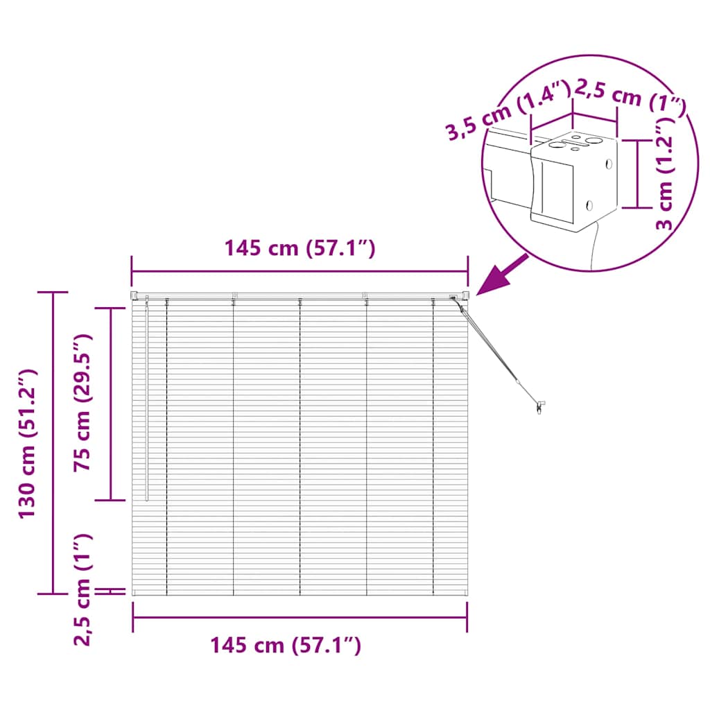 Venecijanski zastore Tamno siva 130 x 145 cm Aluminij